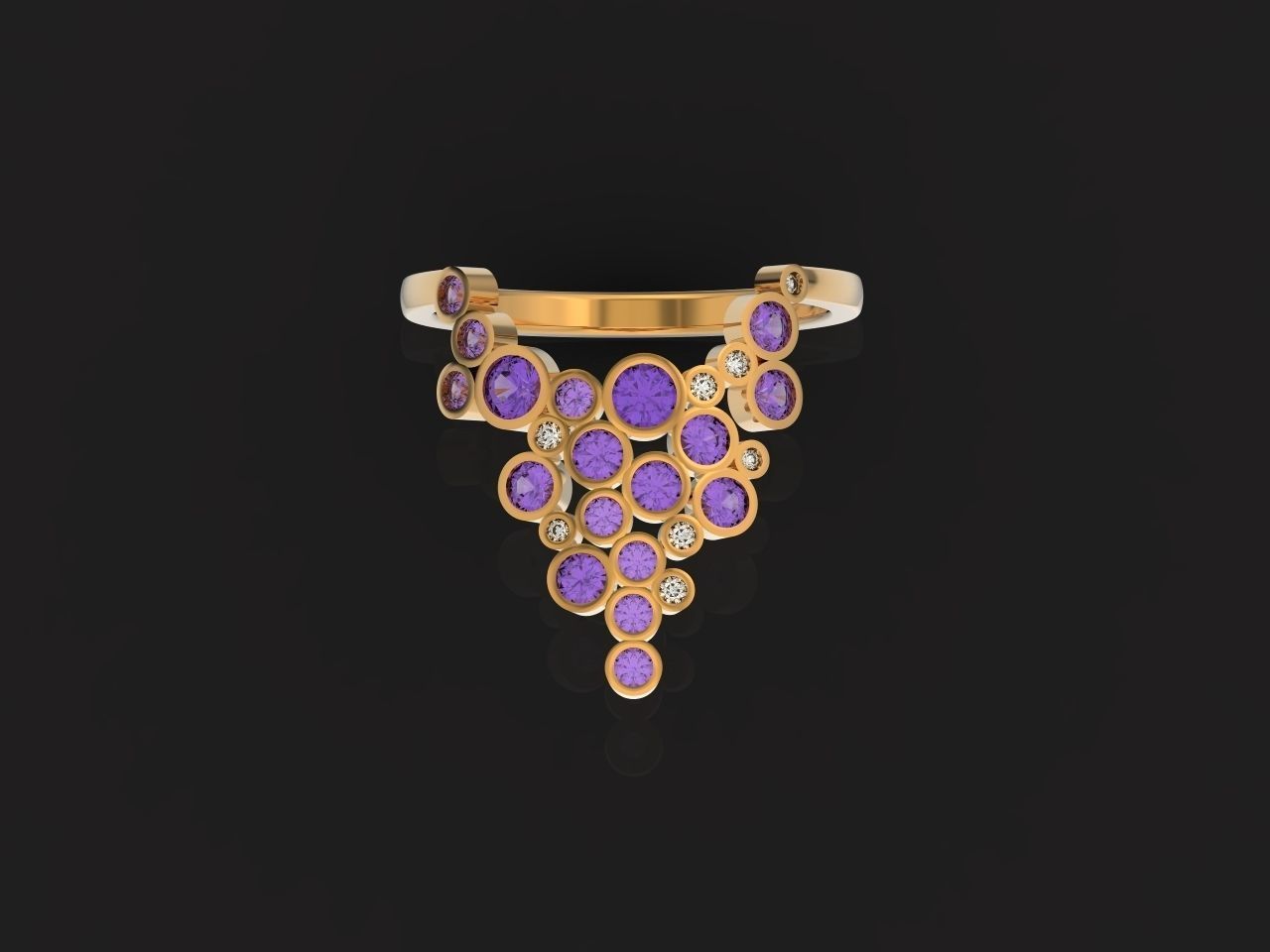 Geometric diamond bubbles ring 2722 3D print model_21