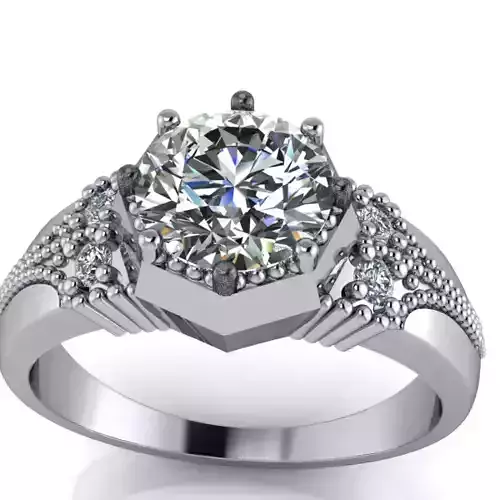 Modern Fashion Art Decorative Ladies Ring with Side Details  3D print model