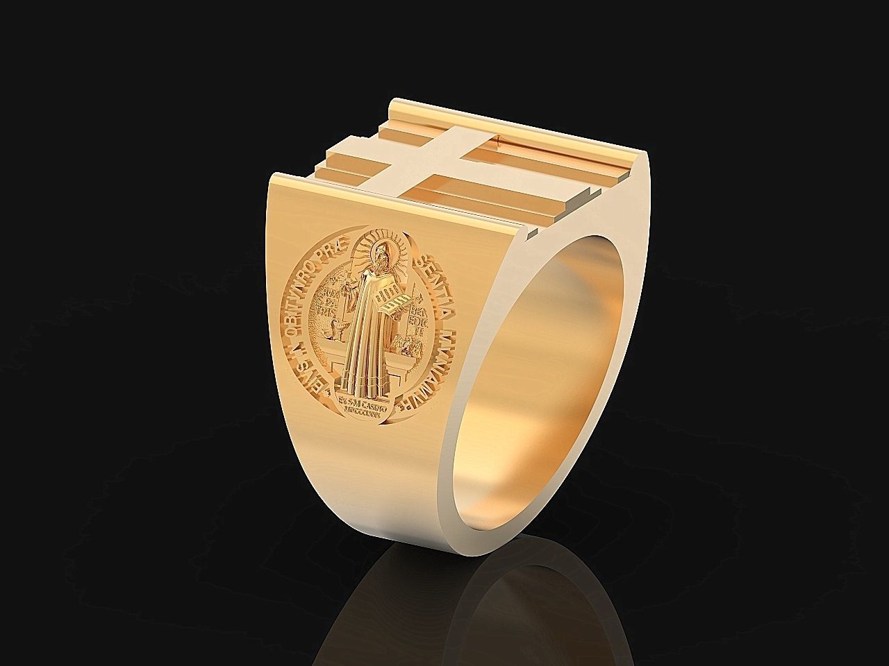 Cross ring and medallion of St Benedict 2728 3D print model_15