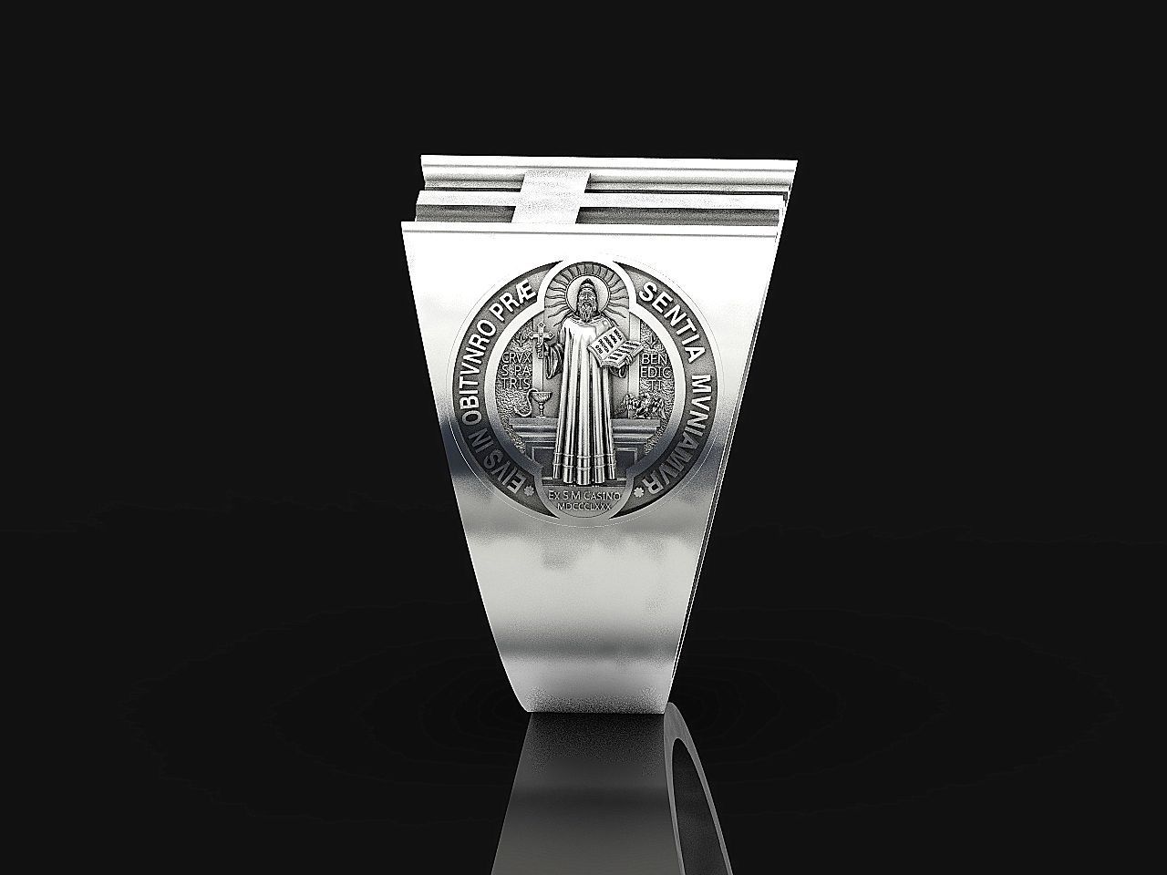 Cross ring and medallion of St Benedict 2728 3D print model_4