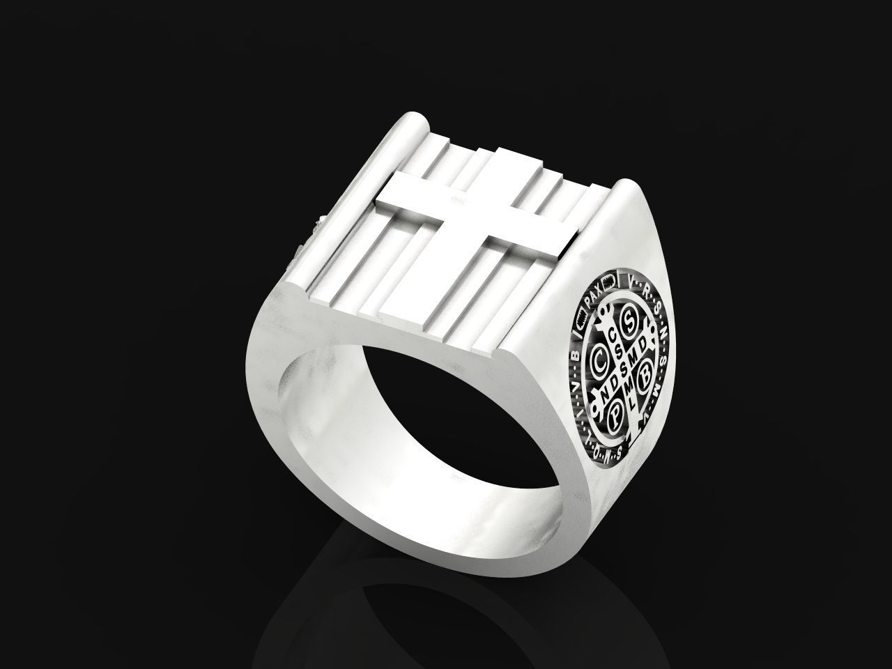 Cross ring and medallion of St Benedict 2728 3D print model_3