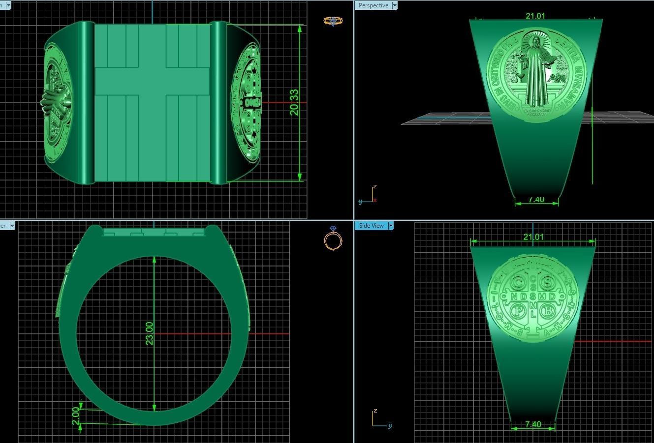 Cross ring and medallion of St Benedict 2728 3D print model_5