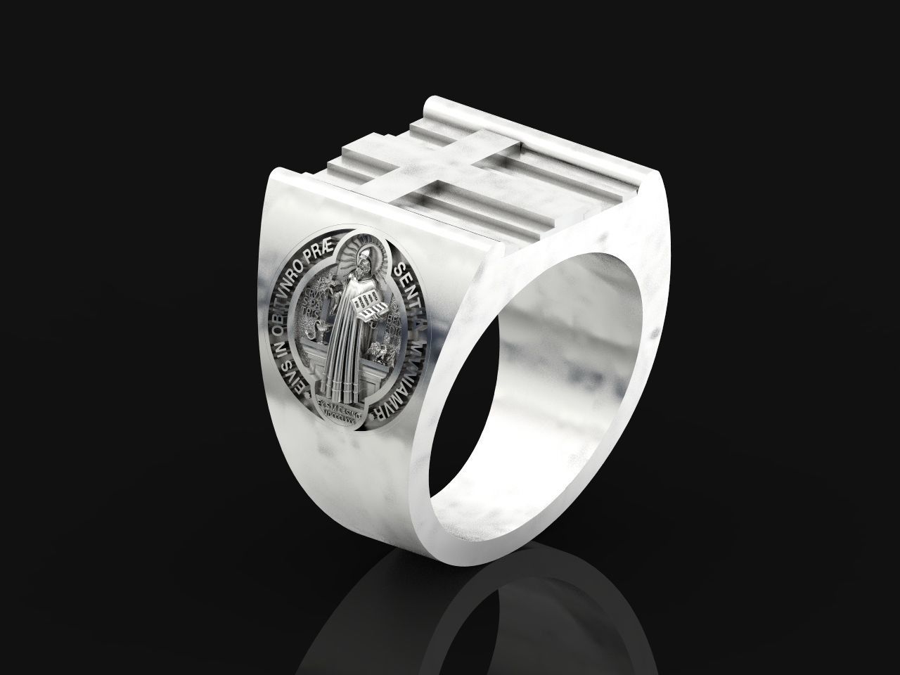 Cross ring and medallion of St Benedict 2728 3D print model_23