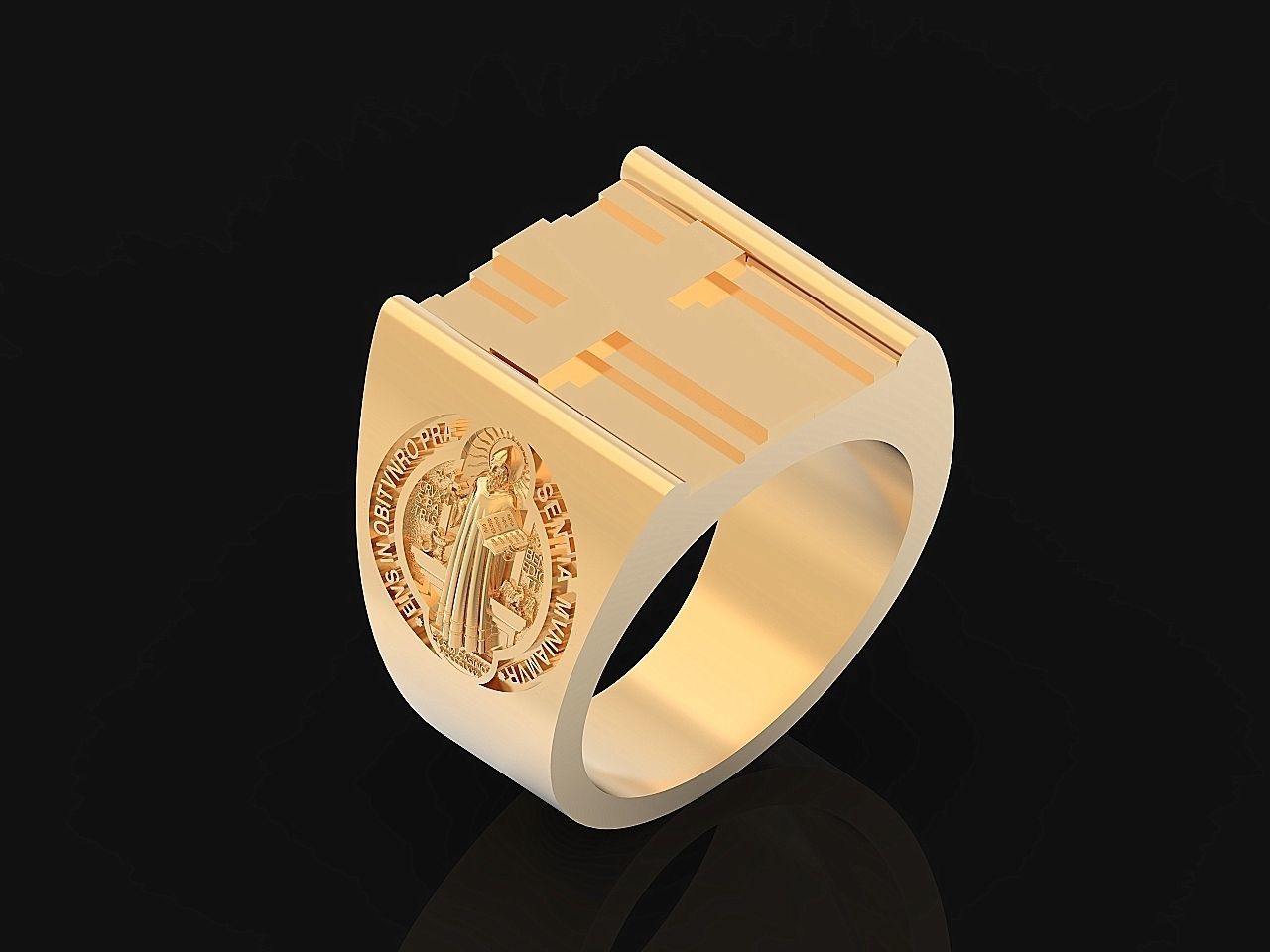 Cross ring and medallion of St Benedict 2728 3D print model_13