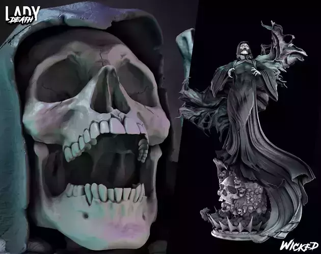 Wicked Marvel Lady Death Sculpture ready for 3d printing