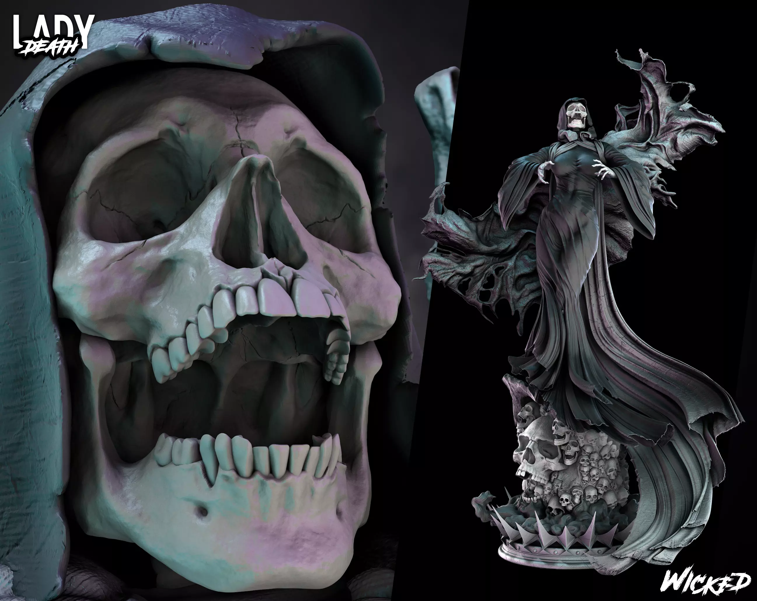 Wicked Marvel Lady Death Sculpture ready for 3d printing 3D print model_0