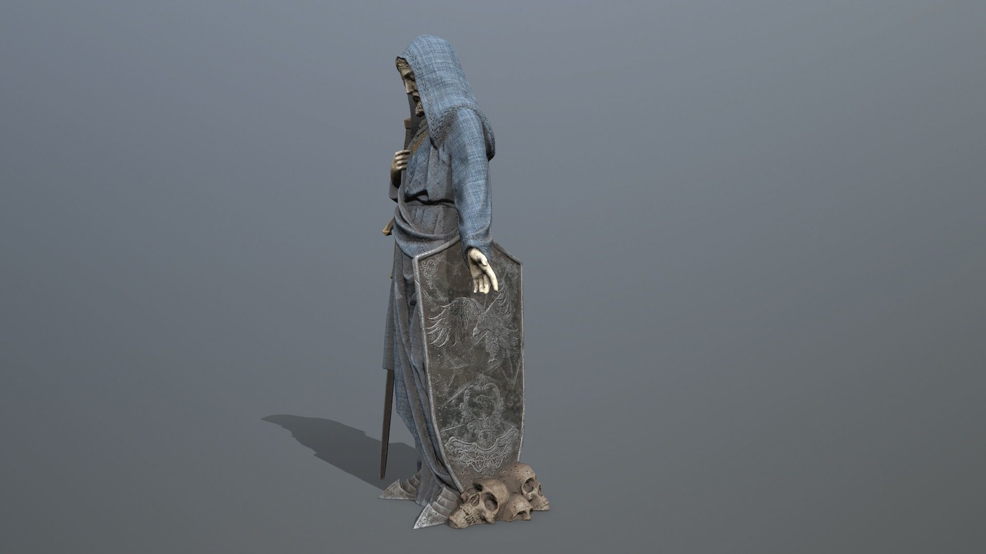 Man Statue Low-poly 3D model_2