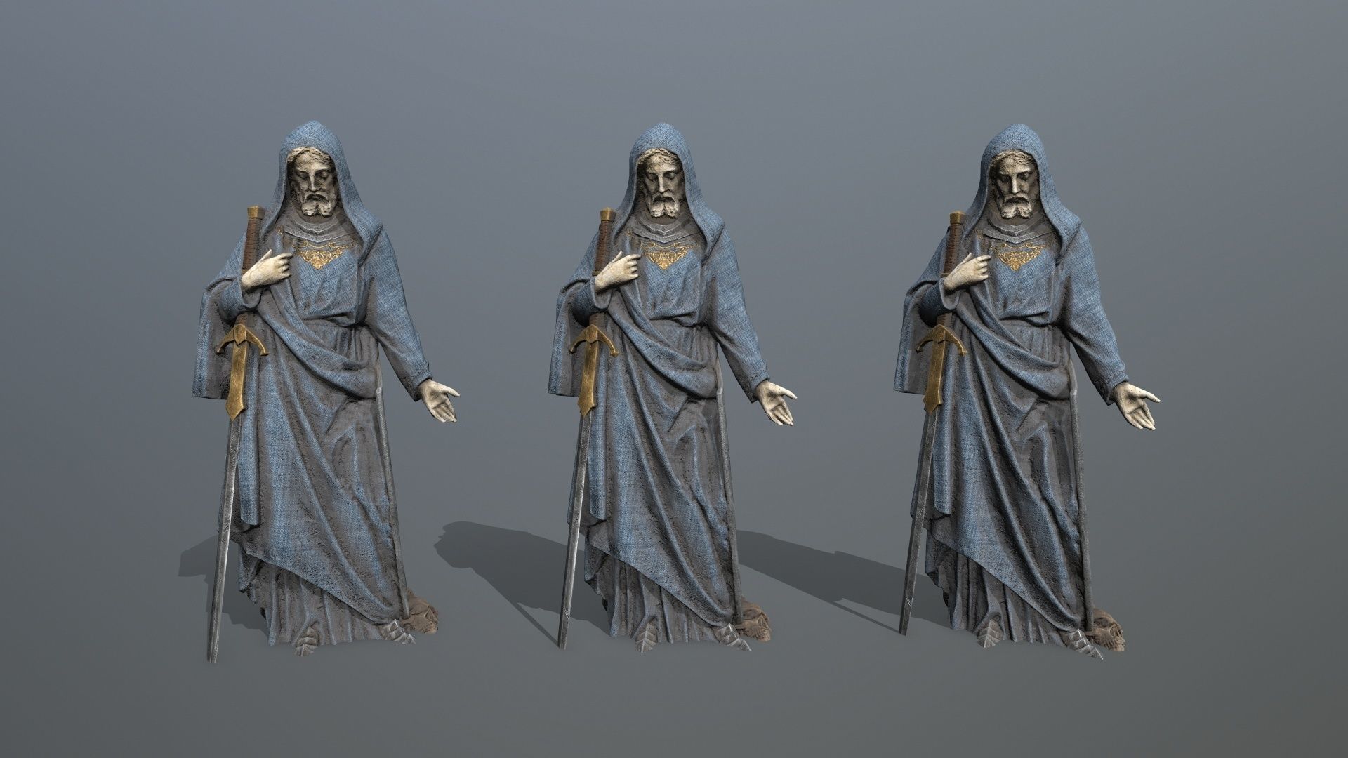 Man Statue Low-poly 3D model_12