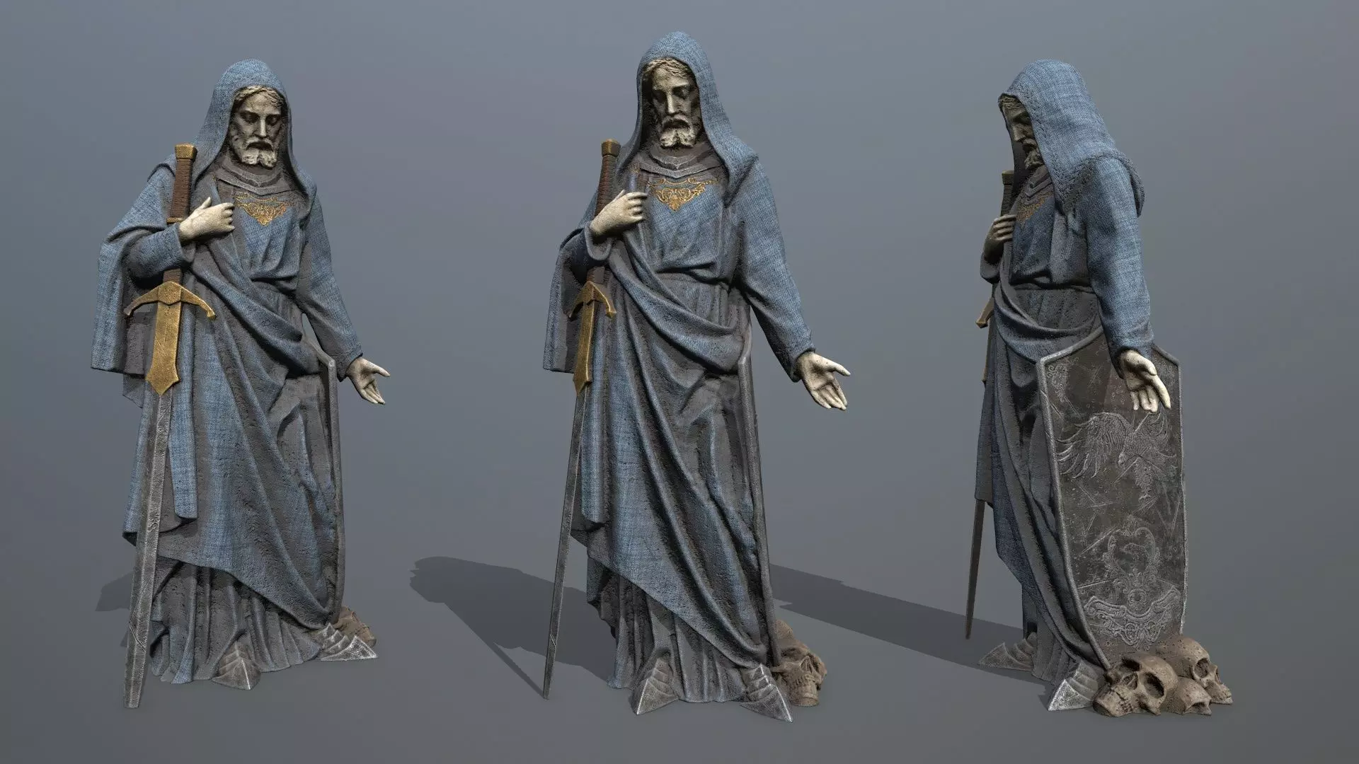 Man Statue Low-poly 3D model_0