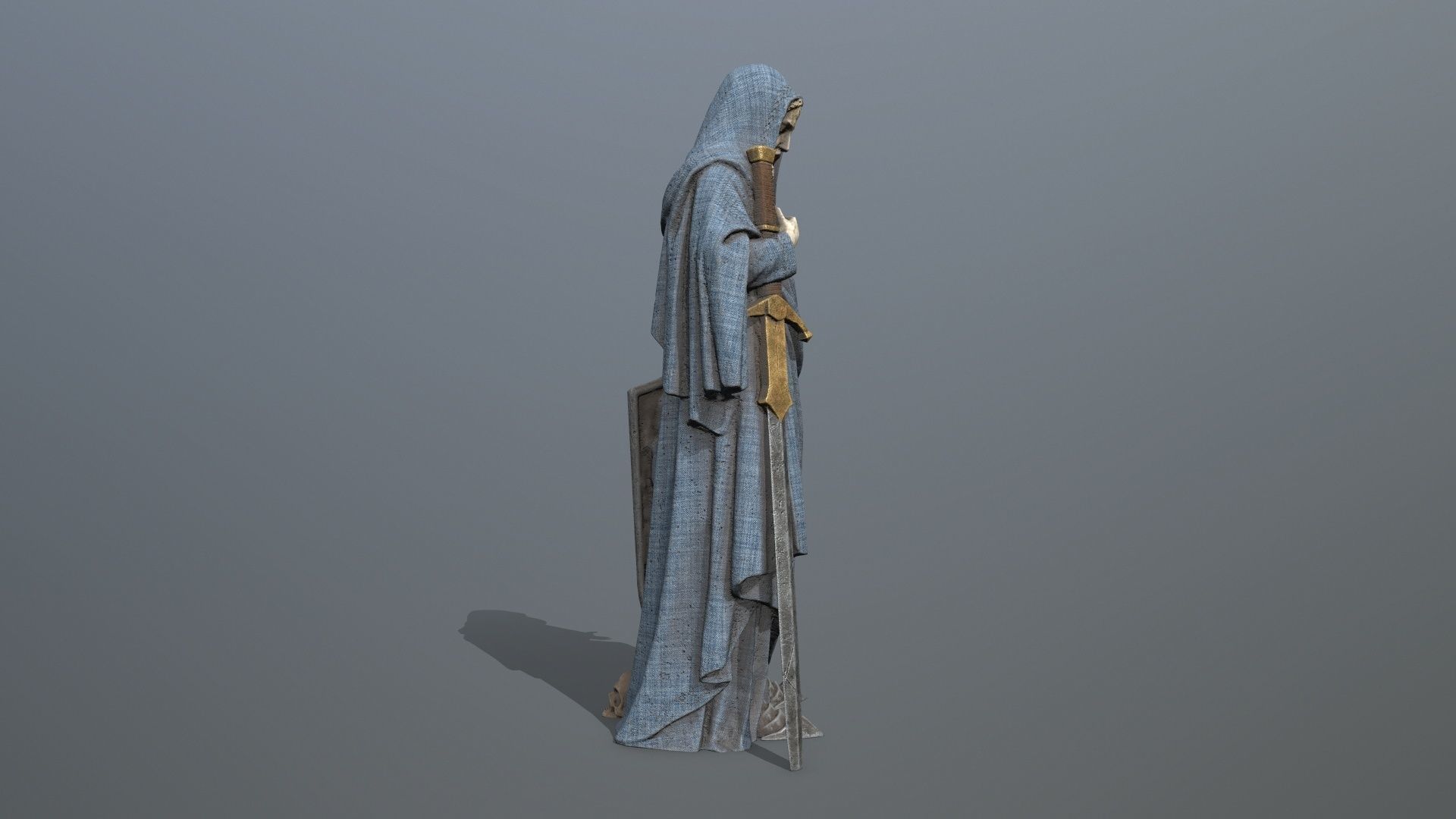 Man Statue Low-poly 3D model_6