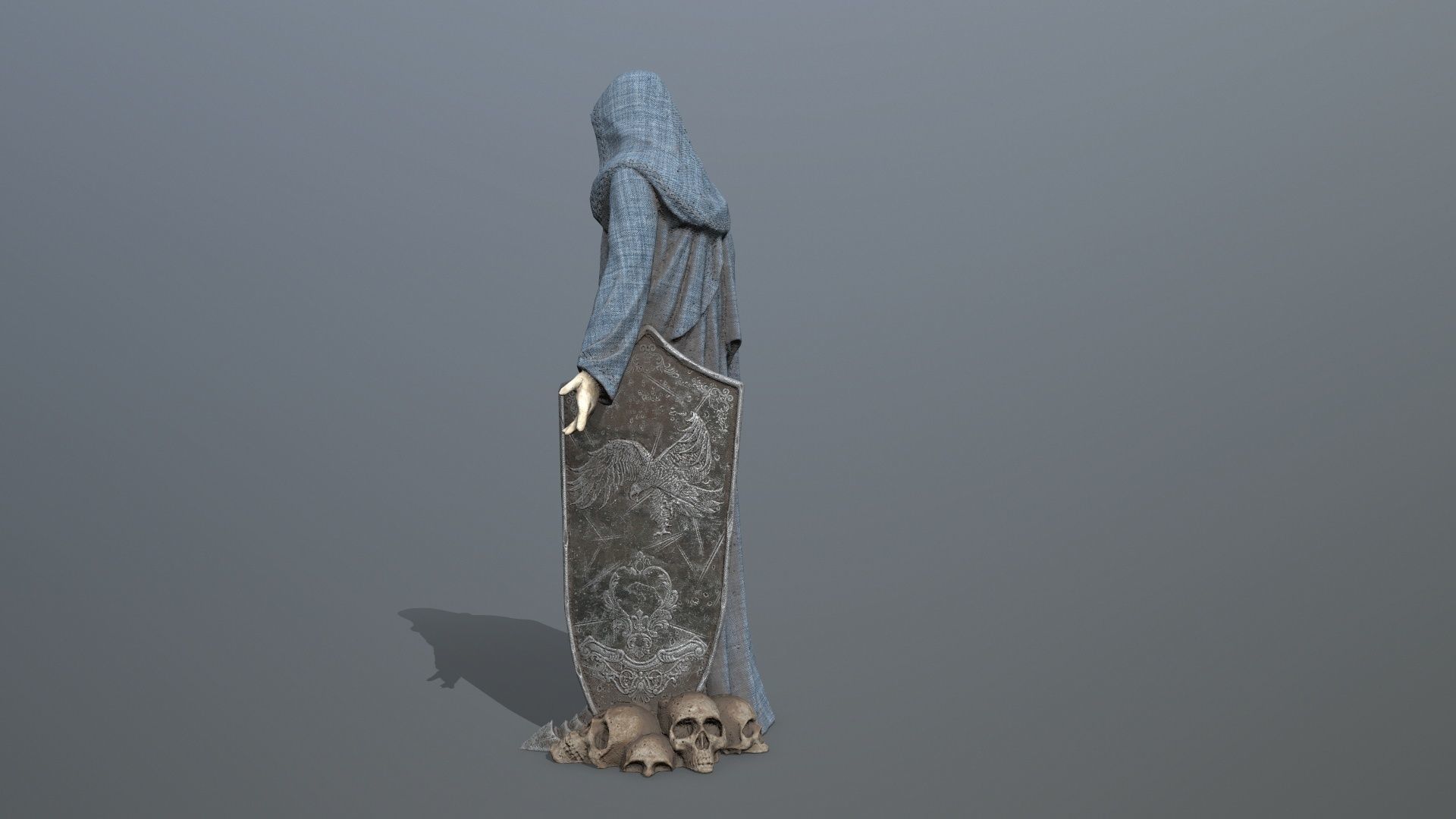 Man Statue Low-poly 3D model_3