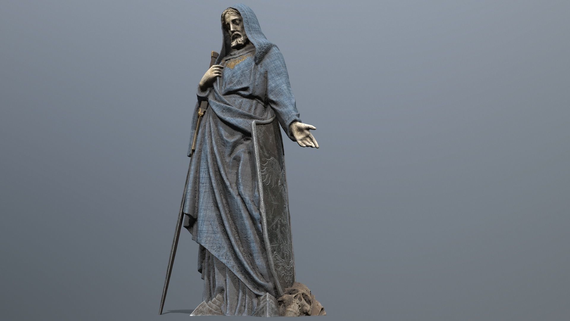 Man Statue Low-poly 3D model_9