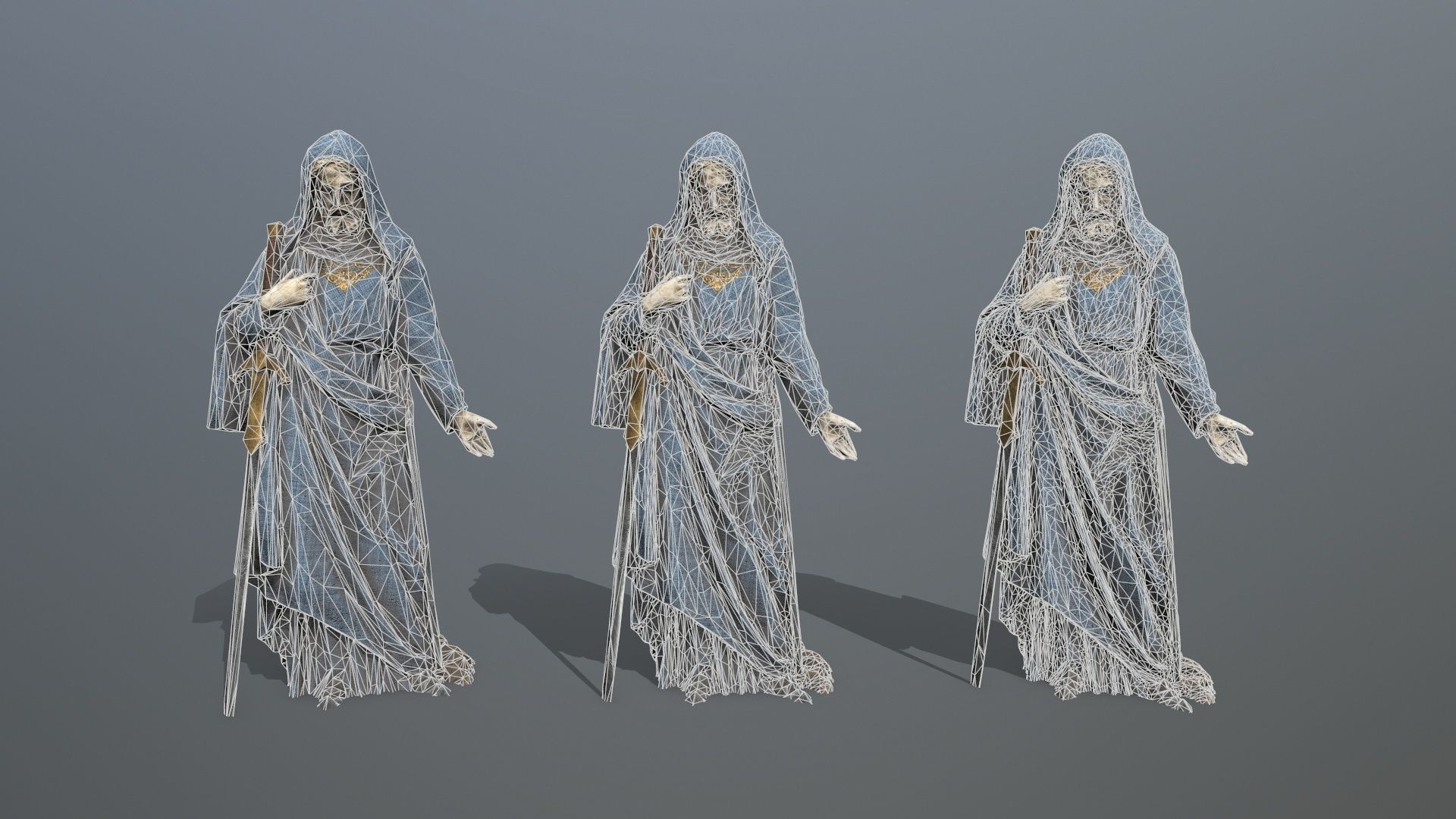 Man Statue Low-poly 3D model_13