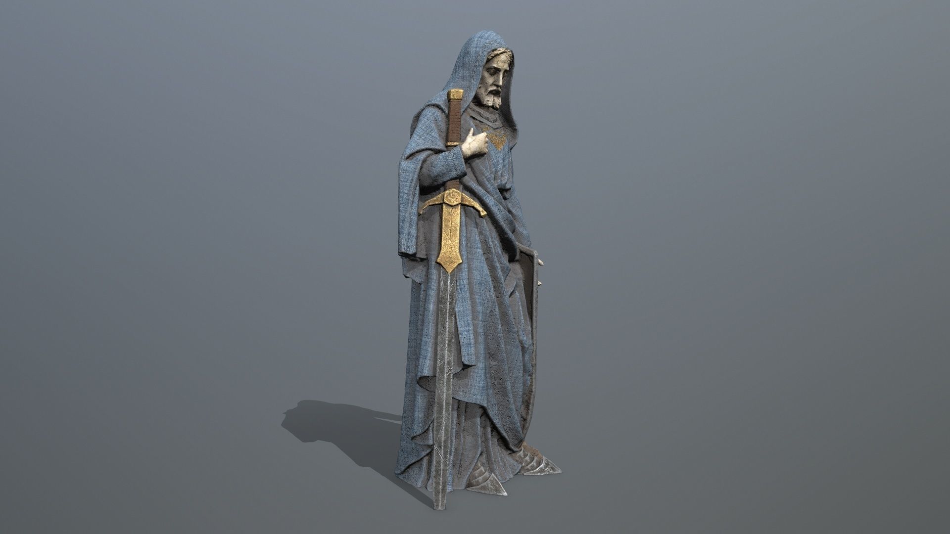 Man Statue Low-poly 3D model_7