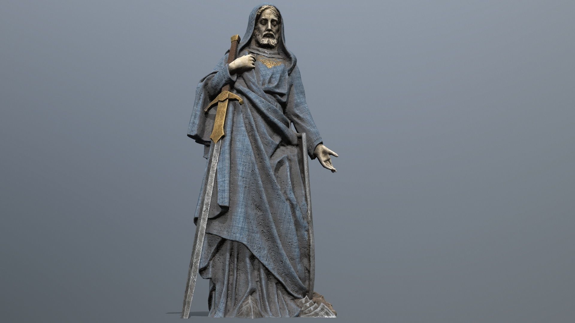 Man Statue Low-poly 3D model_11