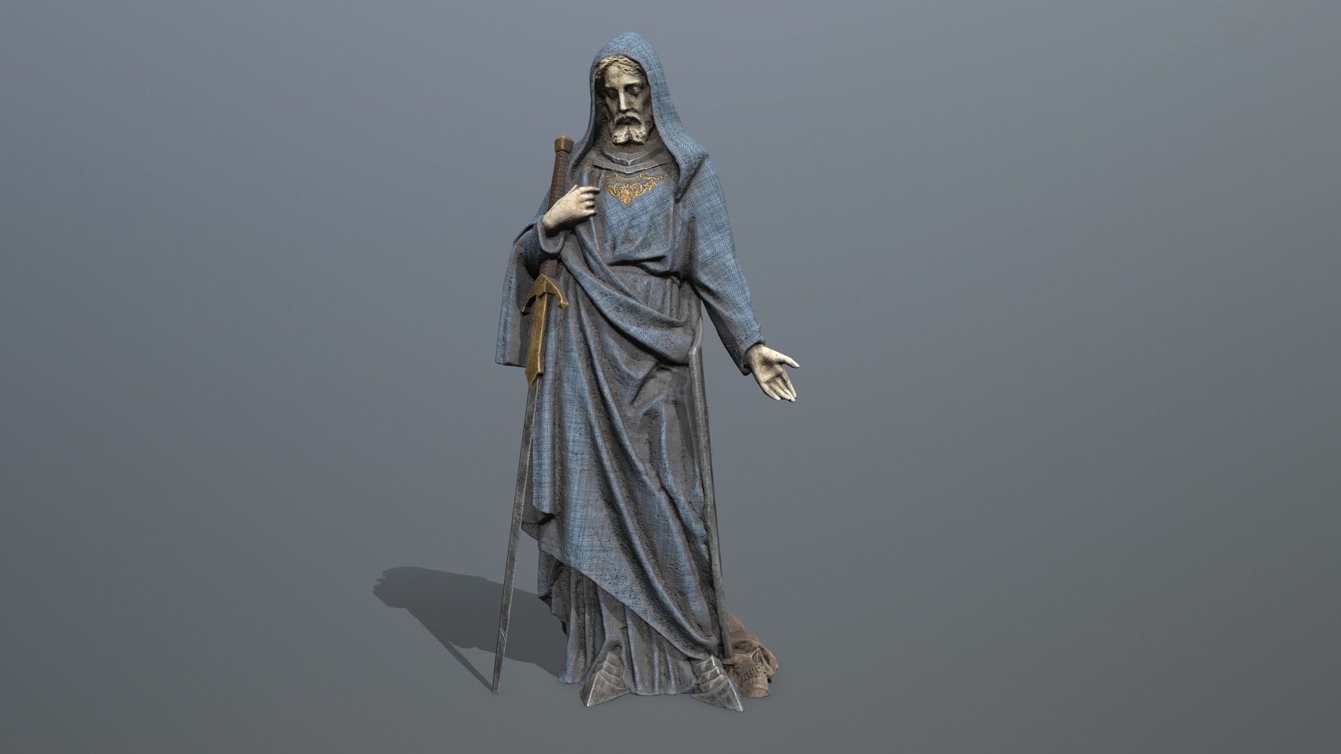 Man Statue Low-poly 3D model_8