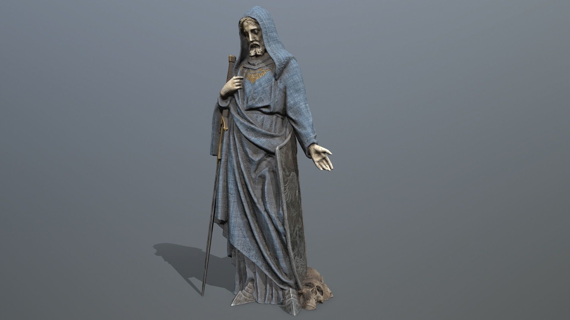 Man Statue Low-poly 3D model_1