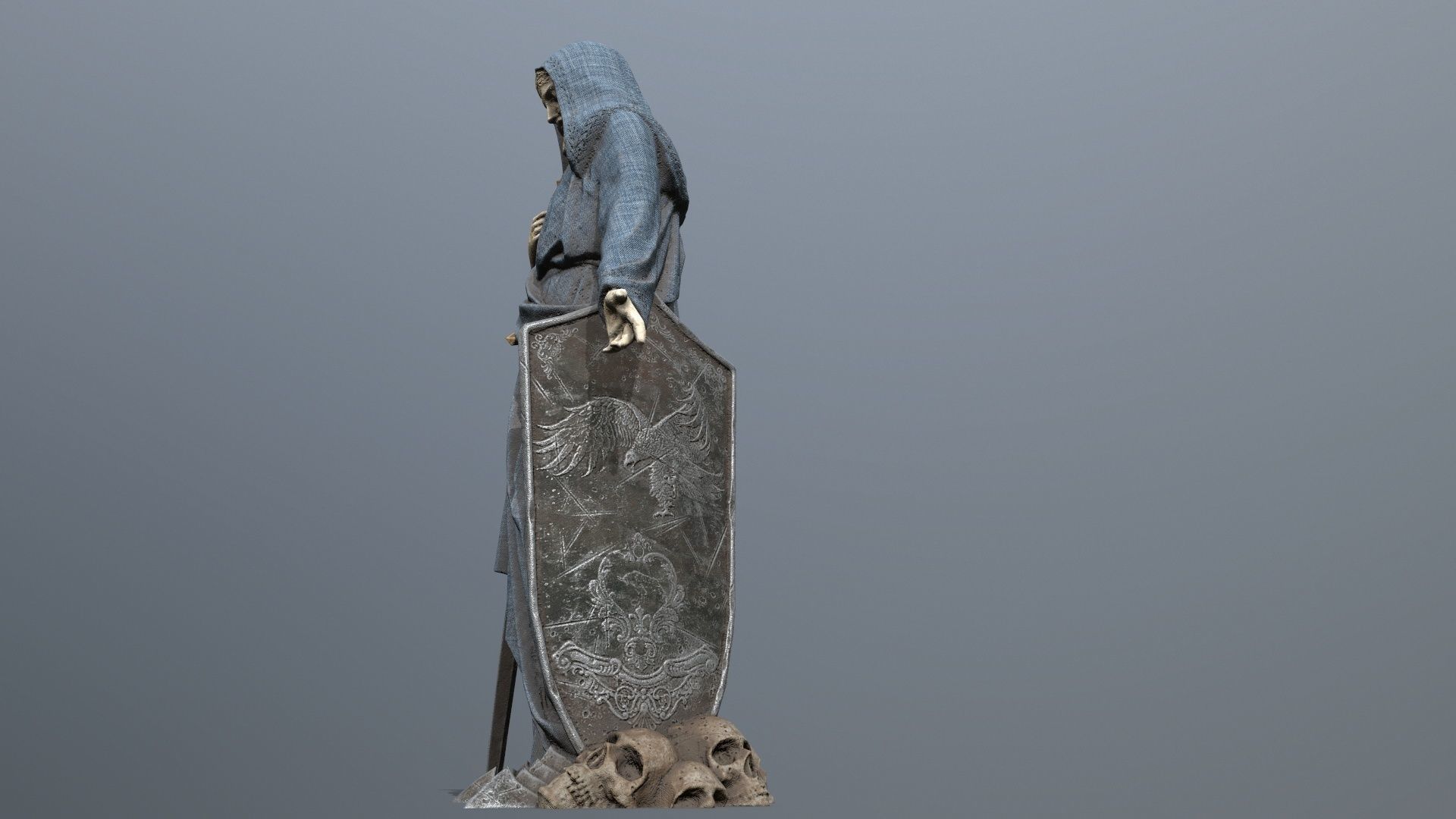 Man Statue Low-poly 3D model_10