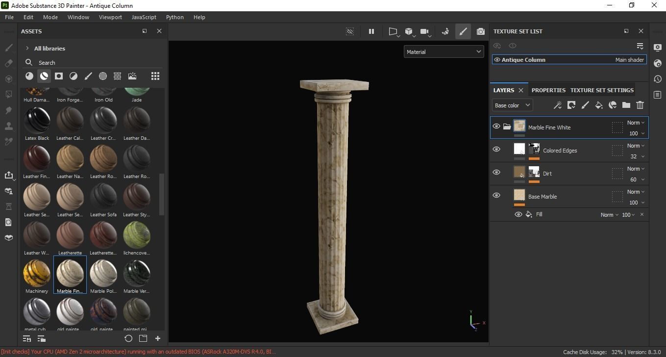 Antique Column 3D Model Low-poly 3D model_6