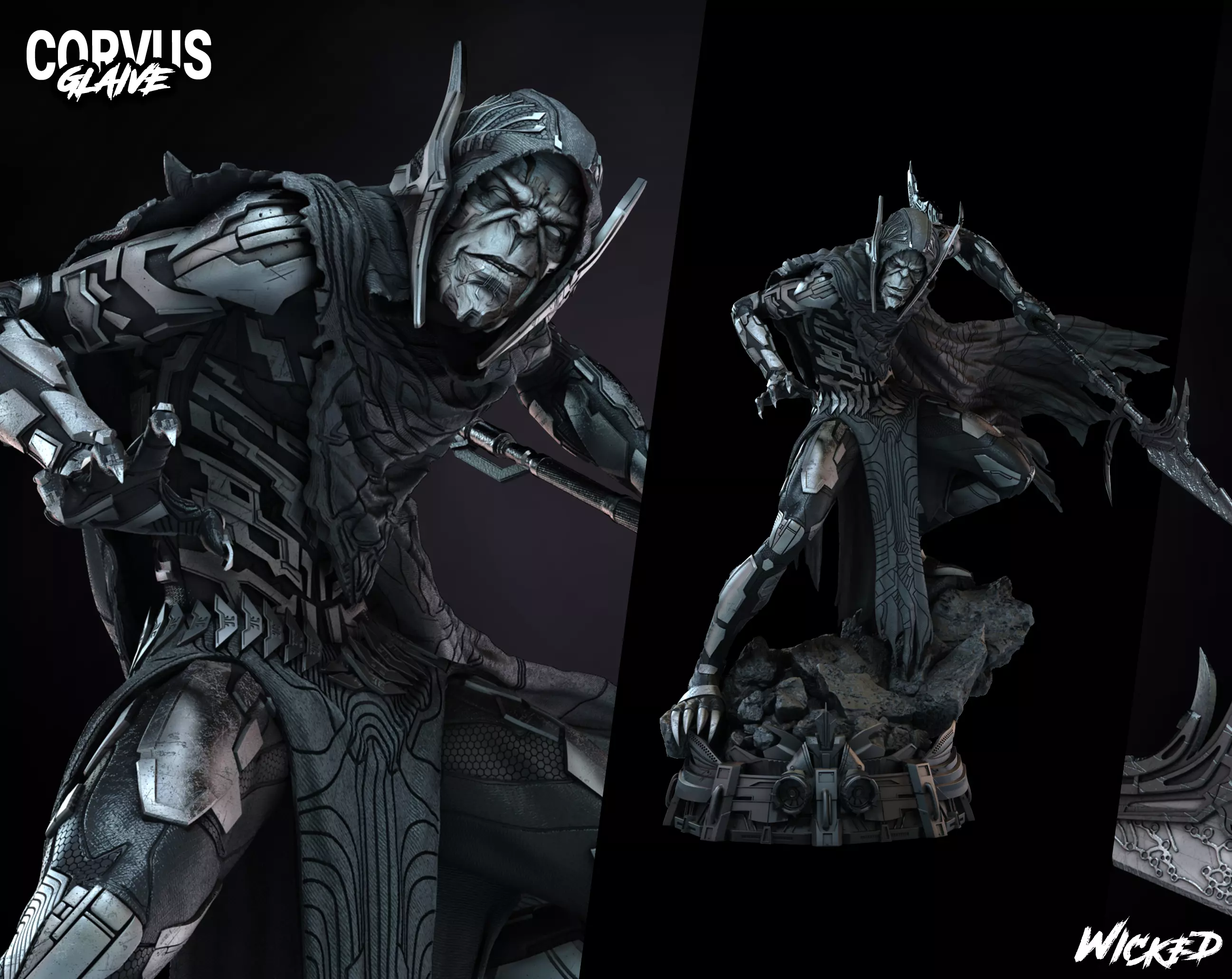 Wicked Marvel Corvus Glaive Sculpture ready for 3d printing 3D print model