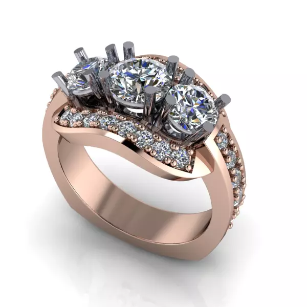 3 Stone Anniversary Modern Fashion Ladies Women Ring 3D print model