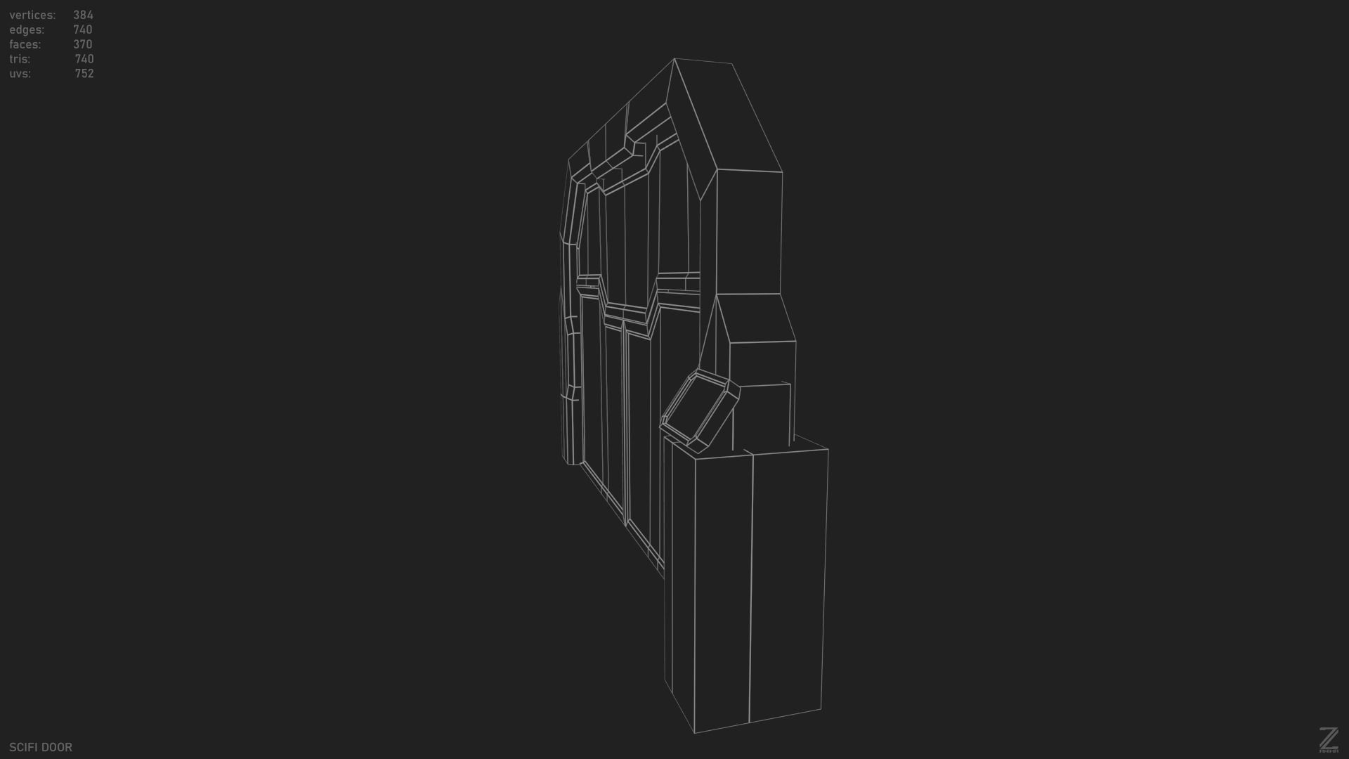 Scifi door Low-poly 3D model_10