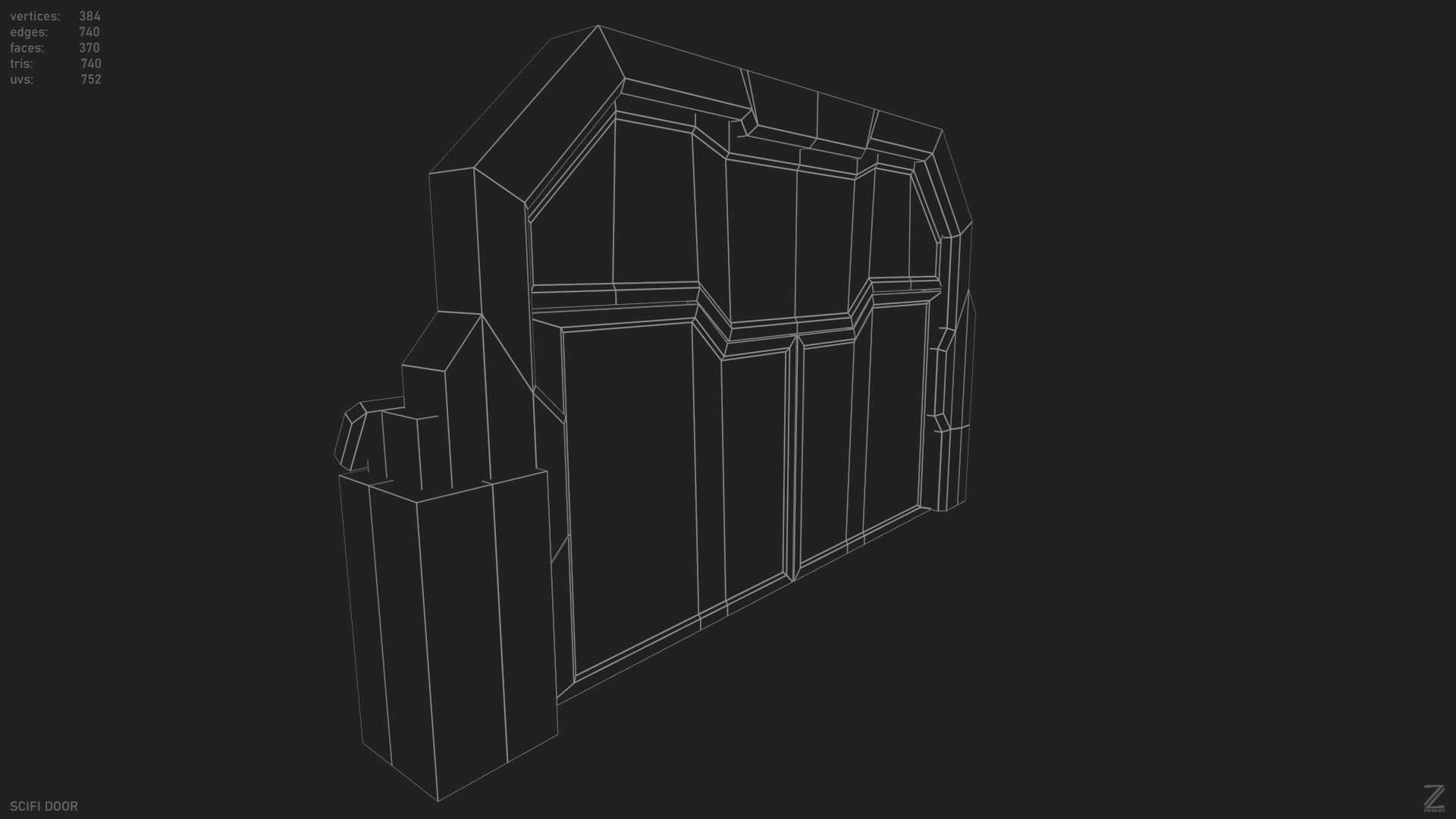 Scifi door Low-poly 3D model_12