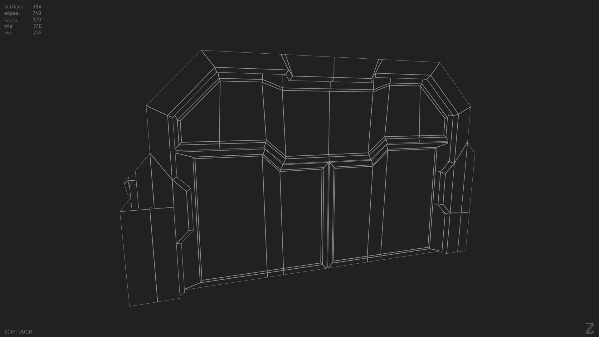 Scifi door Low-poly 3D model_13