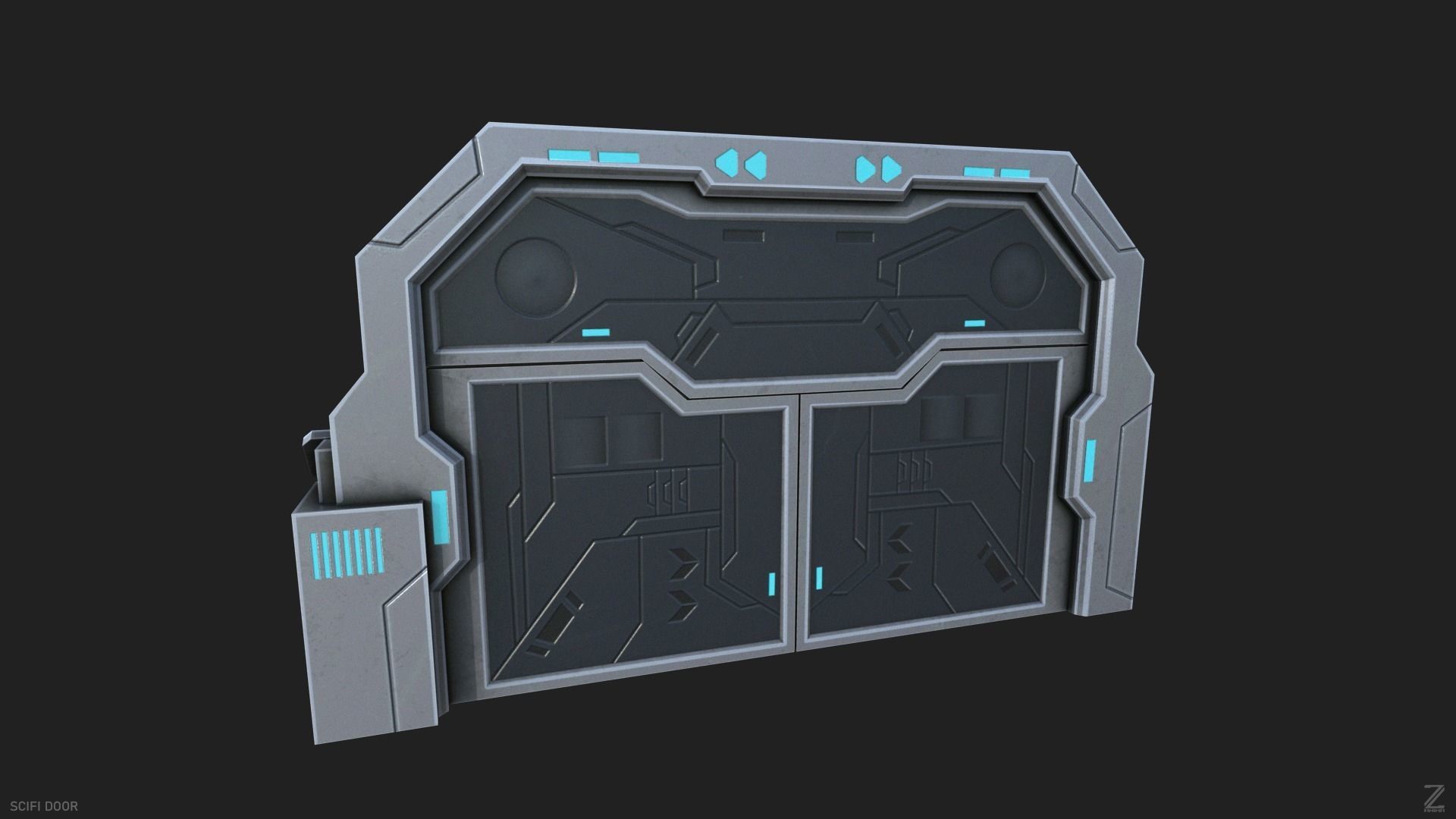 Scifi door Low-poly 3D model_7