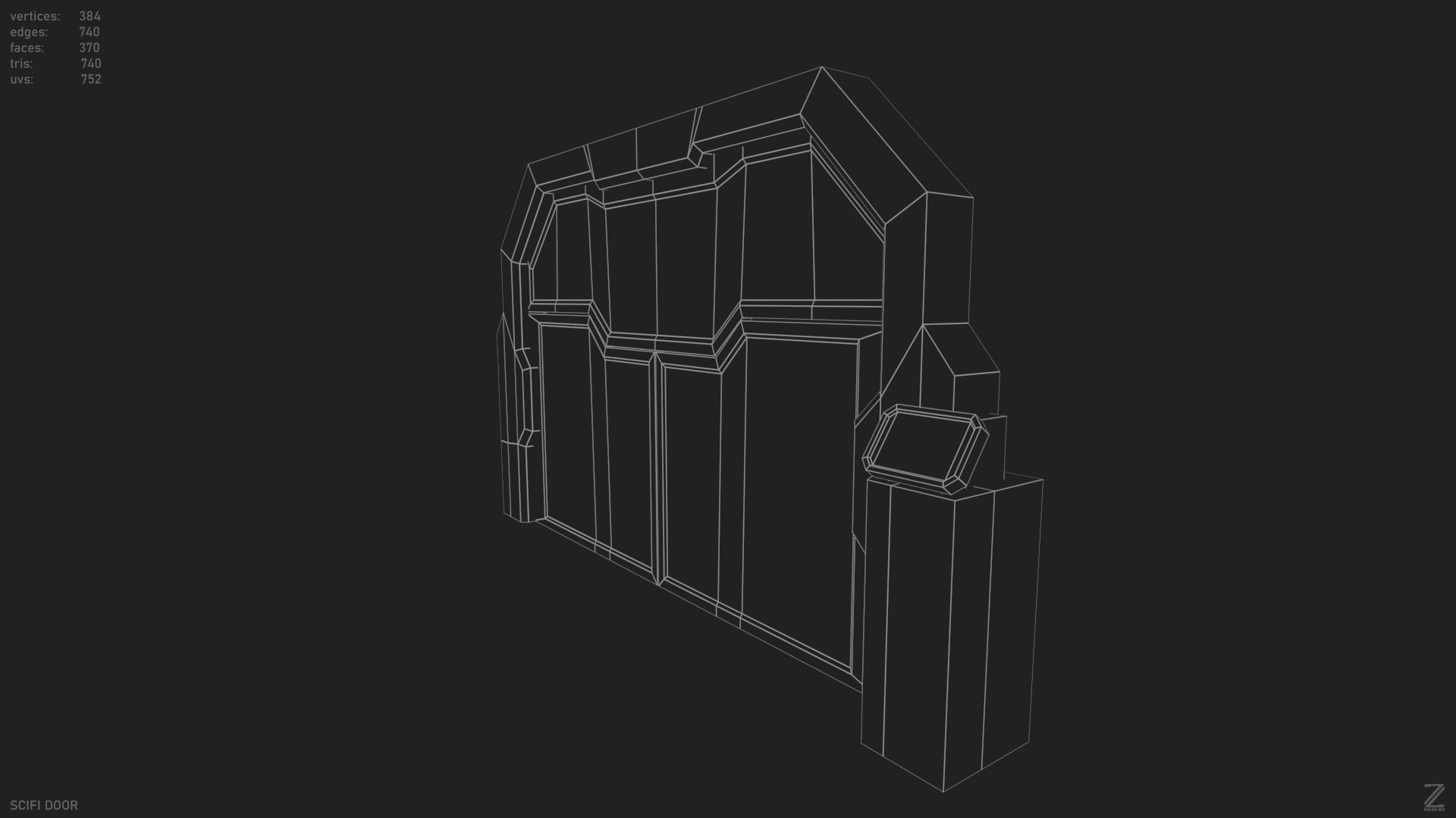 Scifi door Low-poly 3D model_9