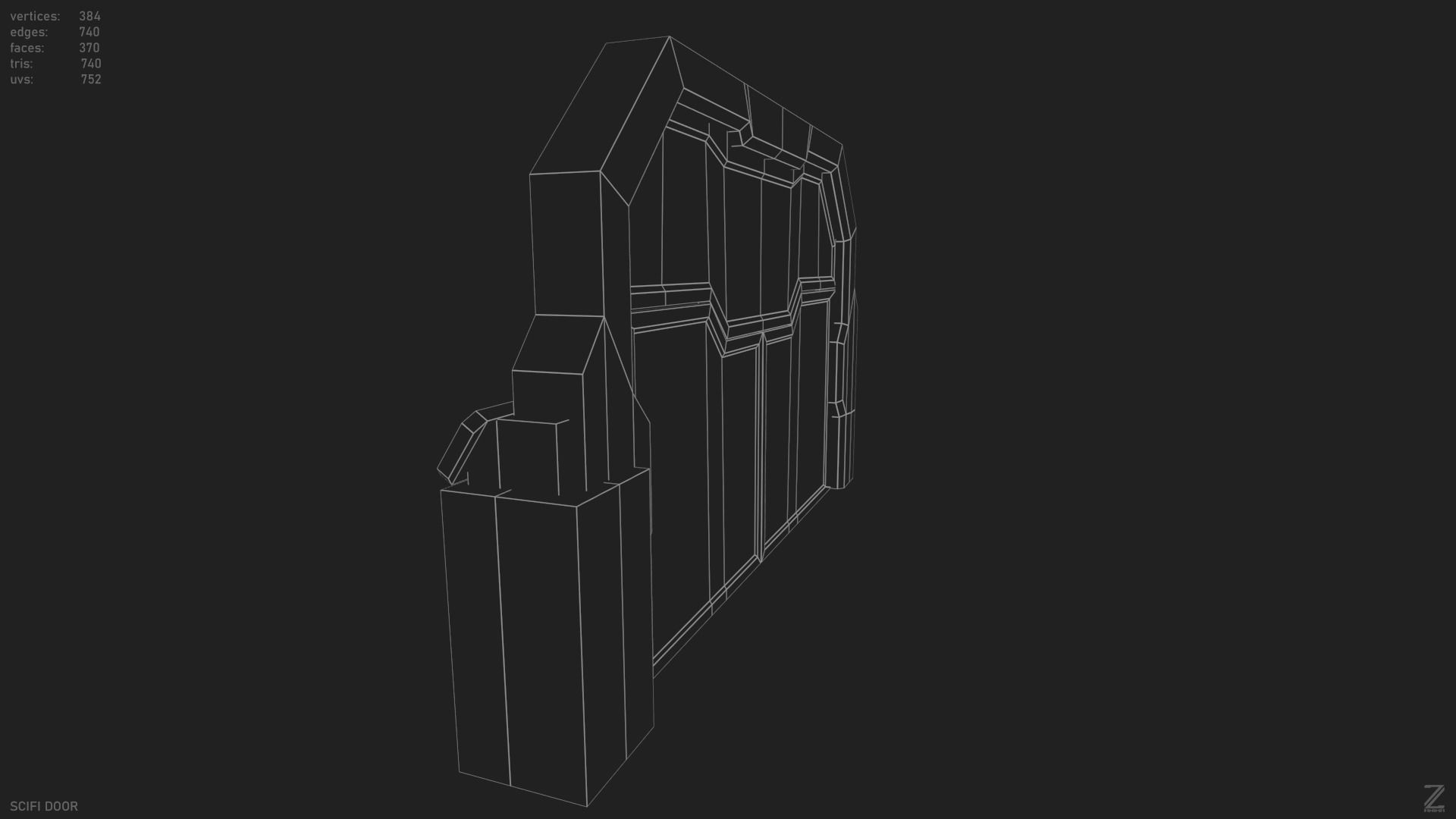 Scifi door Low-poly 3D model_11