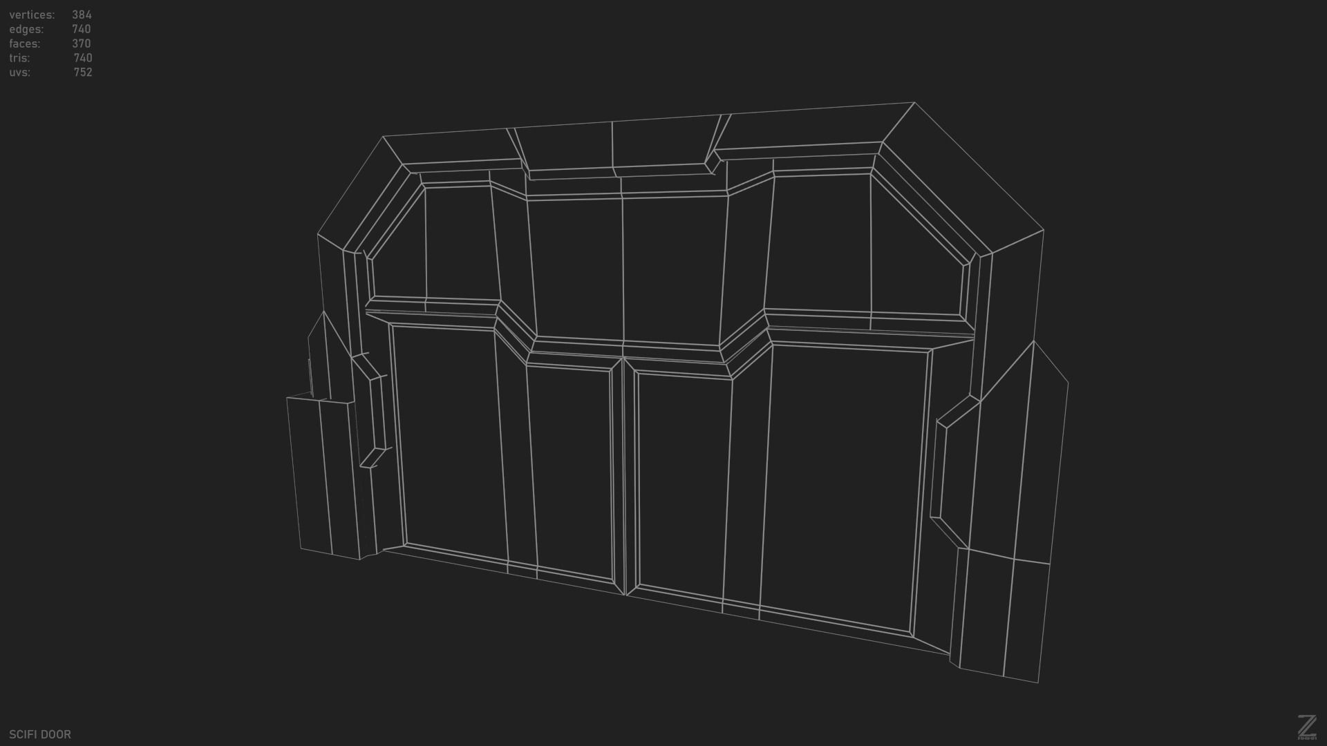 Scifi door Low-poly 3D model_14