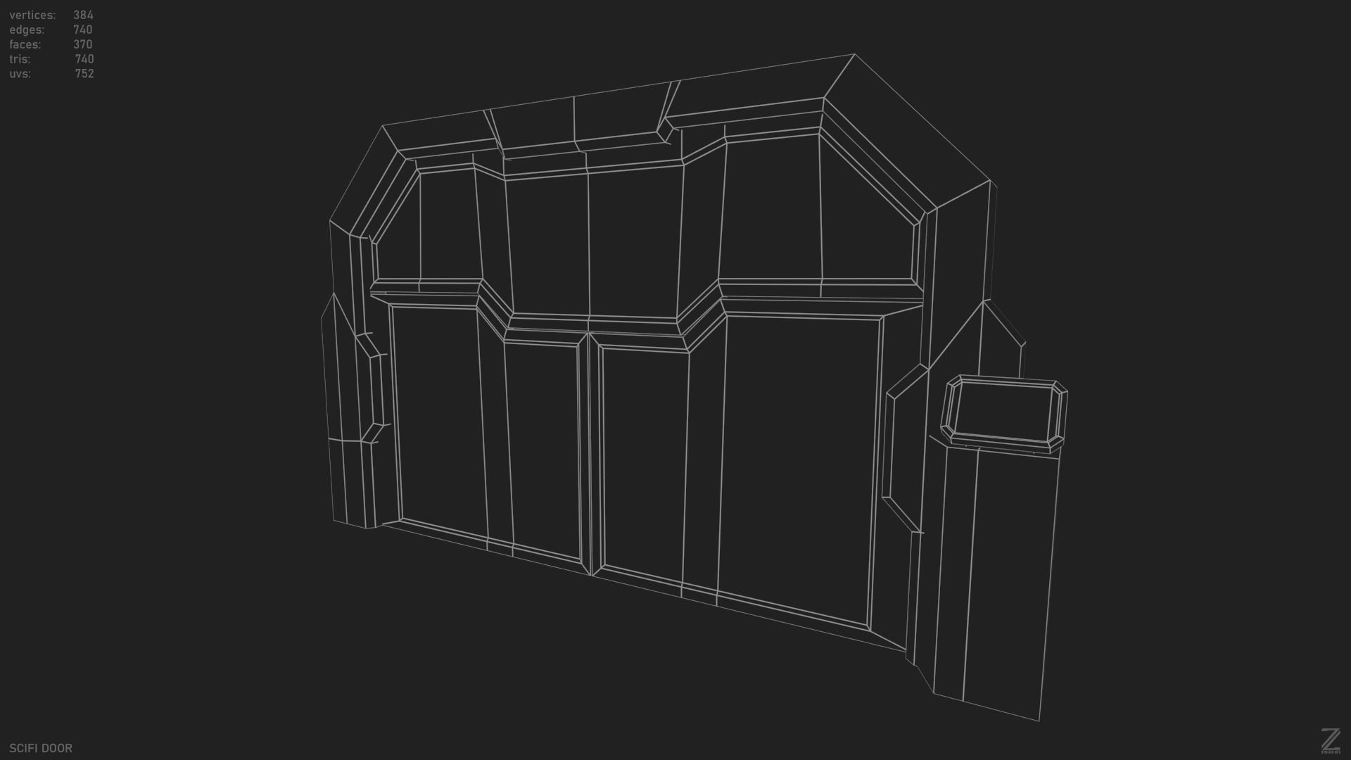 Scifi door Low-poly 3D model_2