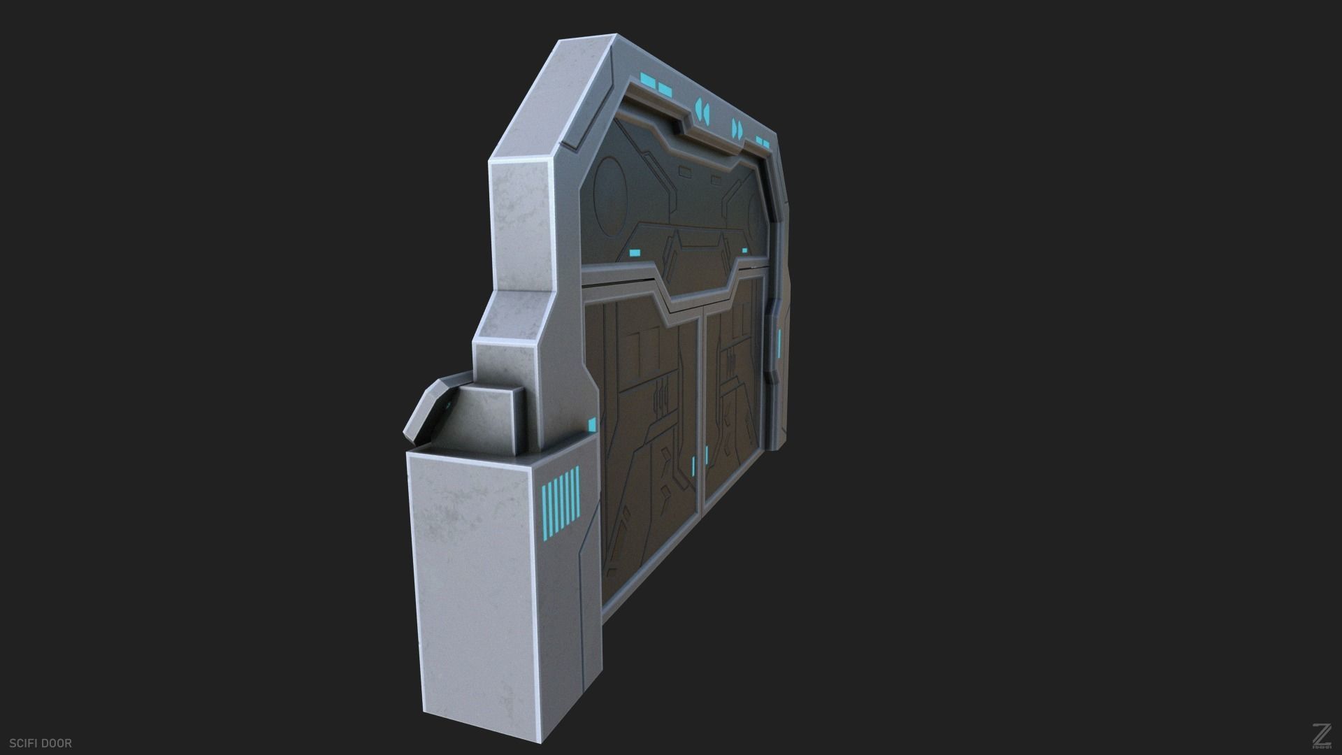 Scifi door Low-poly 3D model_5