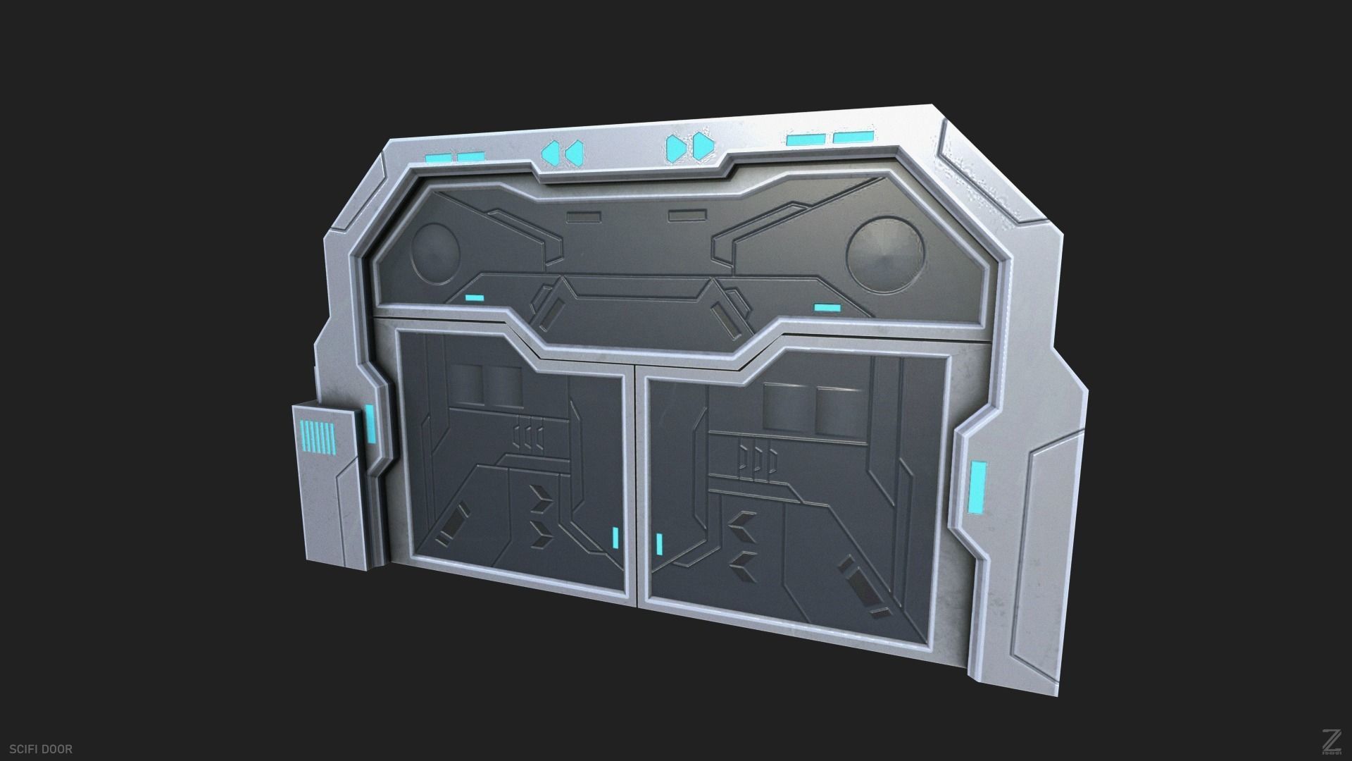 Scifi door Low-poly 3D model_8