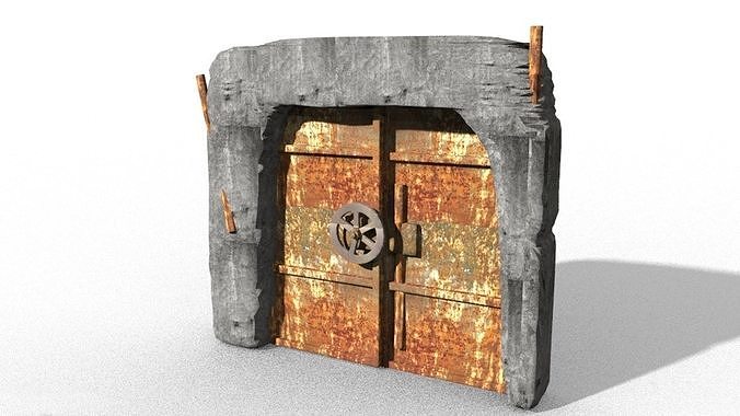 abandoned iron door gate Low-poly 3D model
