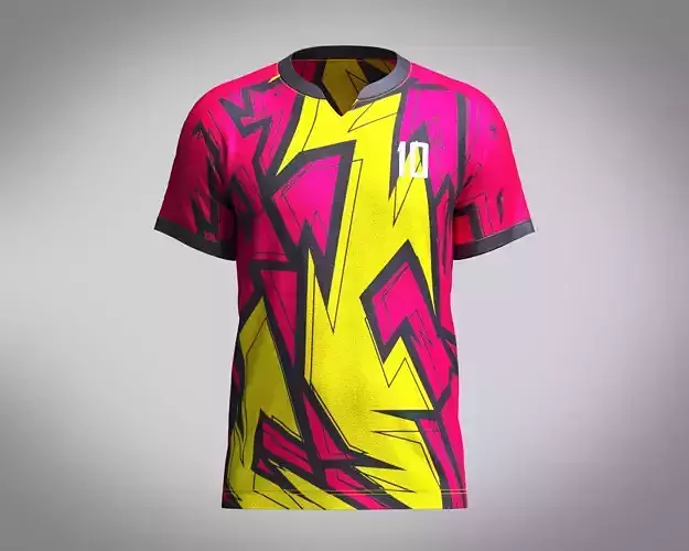 Mens Soccer Hot Pink and Yellow Jersey Player-10