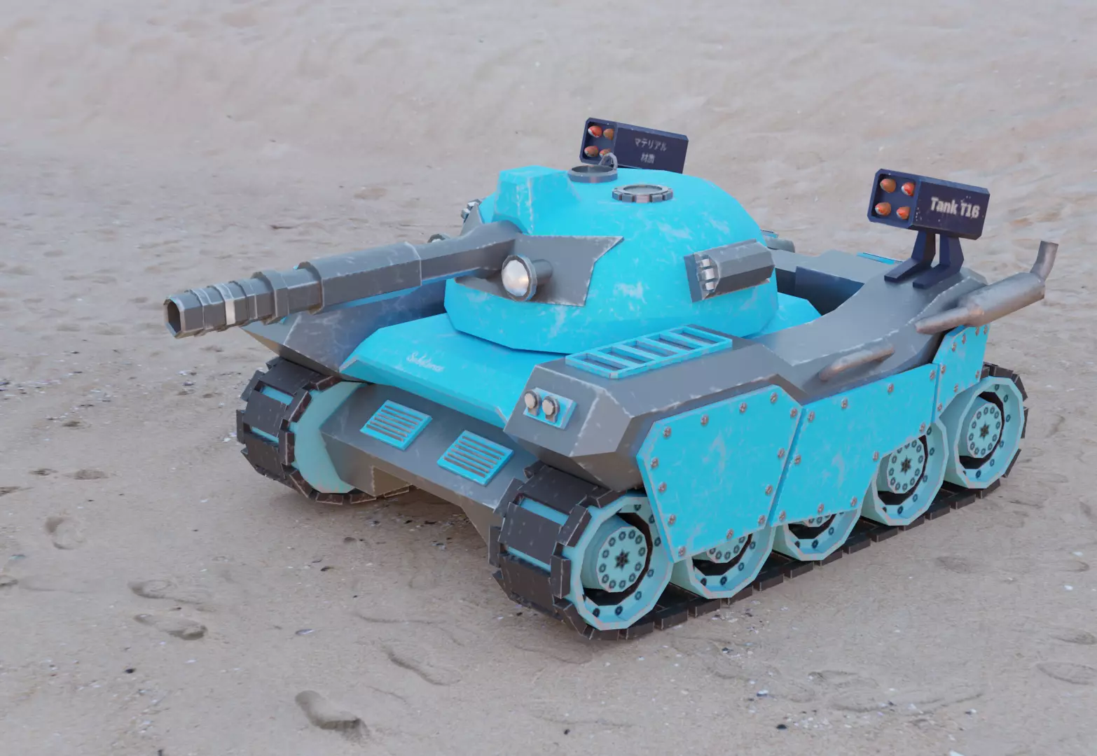 stylized tank- mobile games Free low-poly 3D model