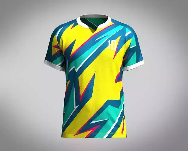 Mens Soccer Yellow and Mint Jersey Player-10