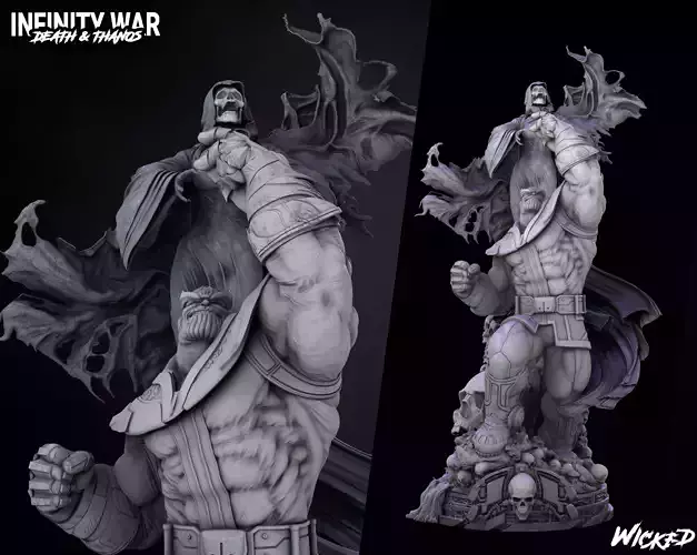 Wicked Marvel Lady Death and Thanos Diorama Sculpture