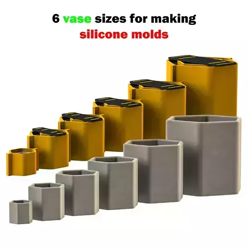 6 size of vases for making silicone mold