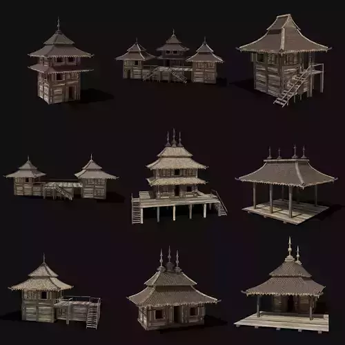 FEUDAL JAPAN CHINESE HOUSE DOJO HUT SAMURAI NINJA COLLECTION AAA