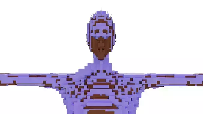 Rubber Band Man Voxelized Free 3D model