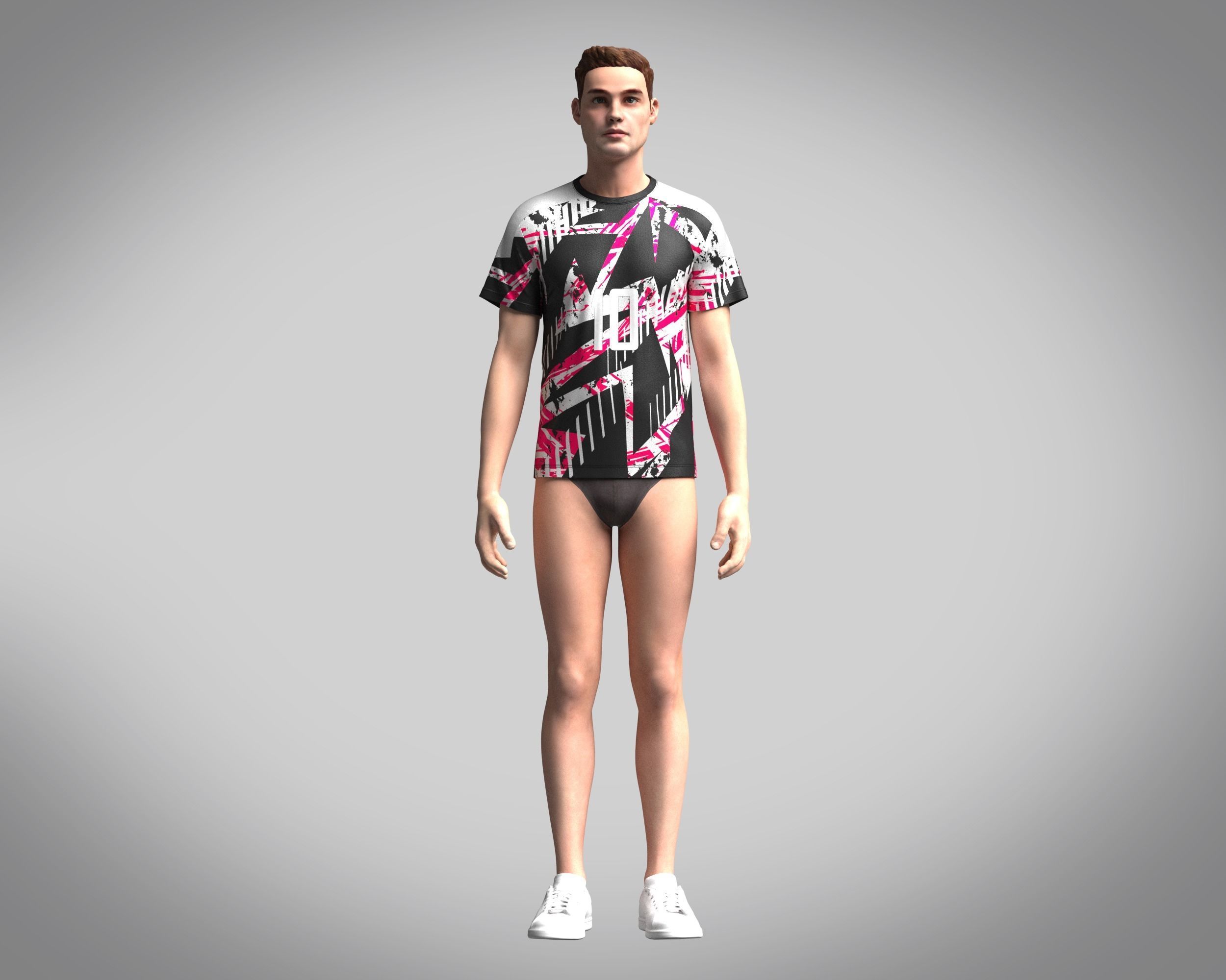 Soccer Black with multi color Jersey Player-10 3D model_6