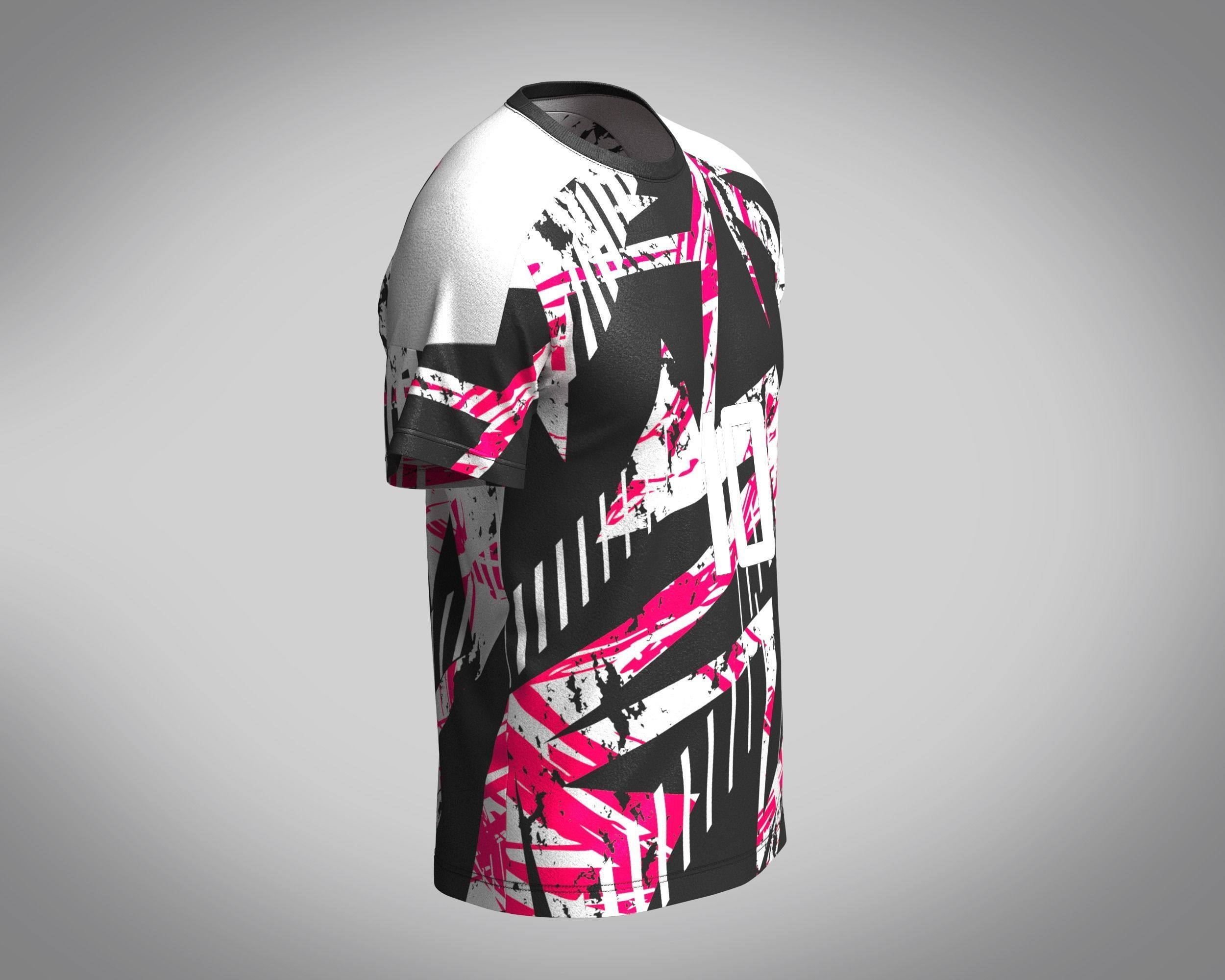 Soccer Black with multi color Jersey Player-10 3D model_1