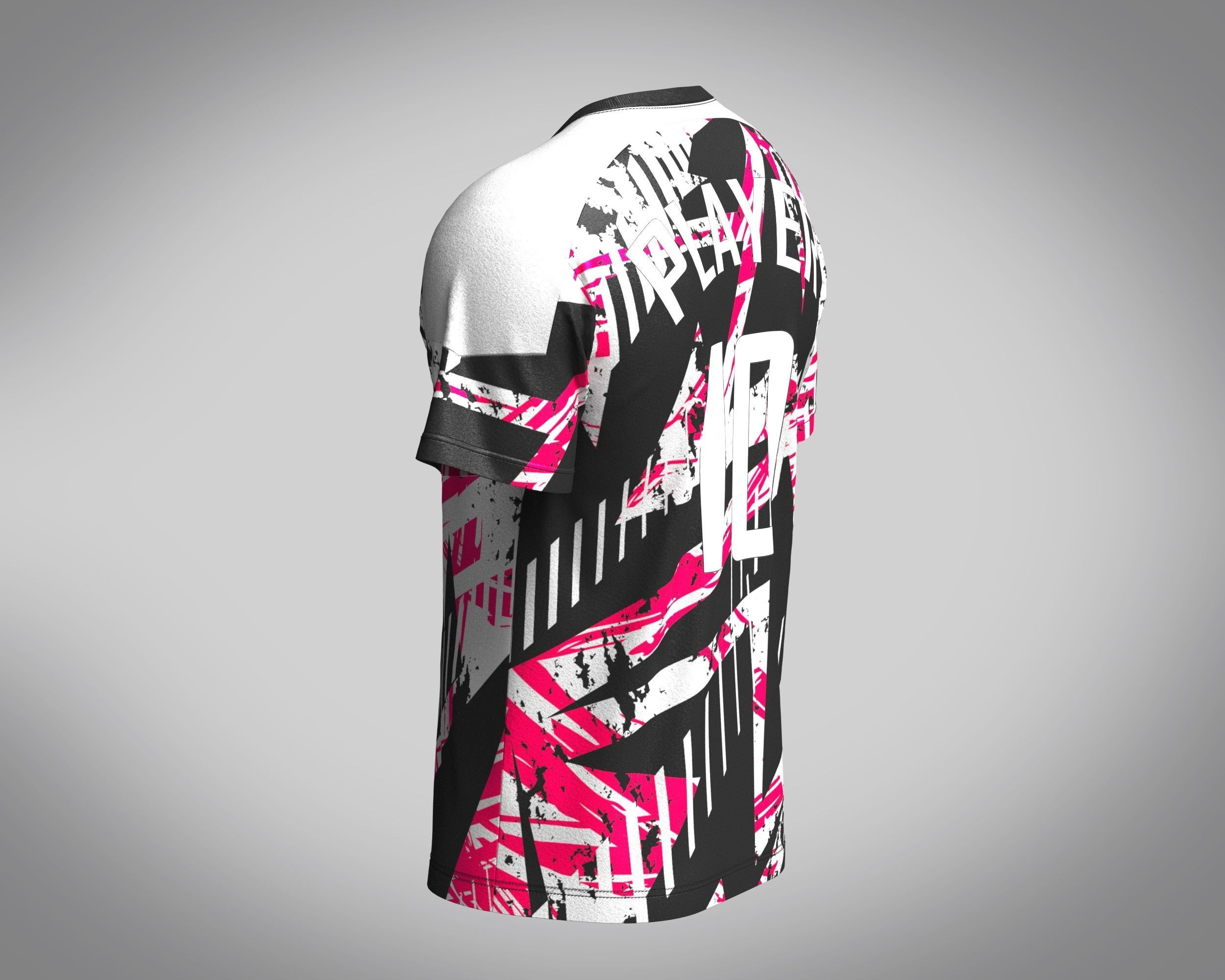 Soccer Black with multi color Jersey Player-10 3D model_4