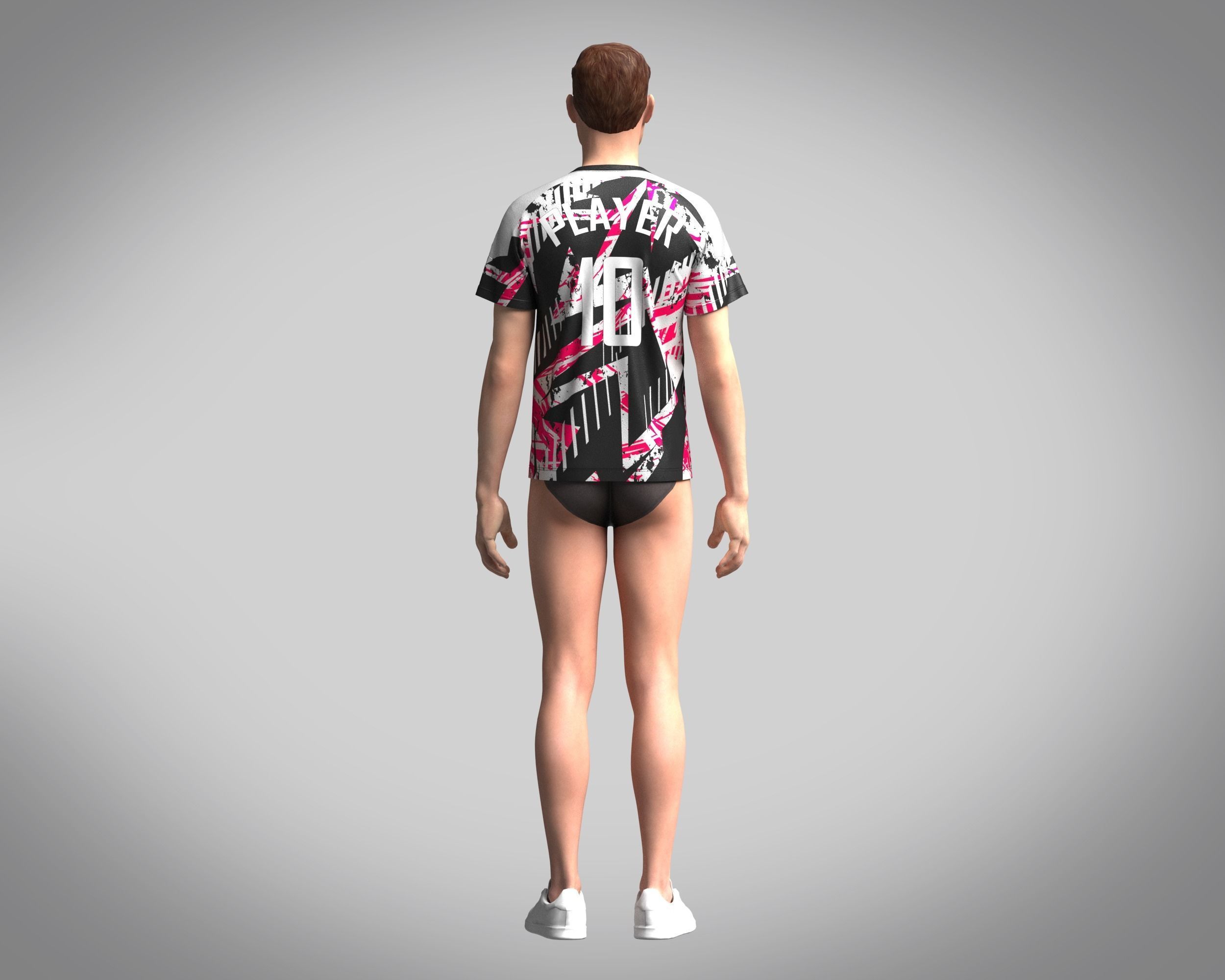 Soccer Black with multi color Jersey Player-10 3D model_8