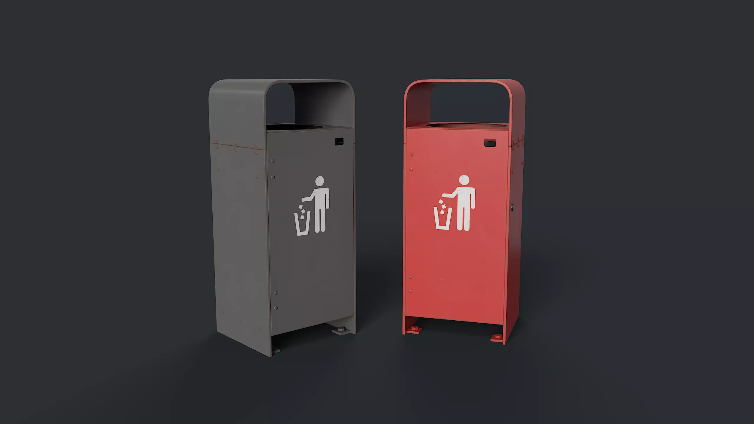 Street Trash Can 12 PBR Game Ready Low-poly 3D model