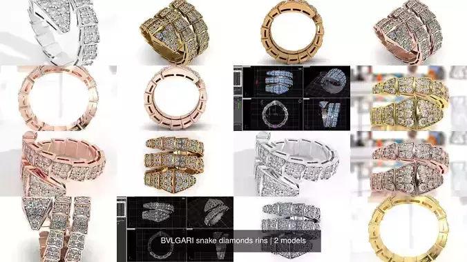 BVLGARI snake diamonds rins 3D Model Collection