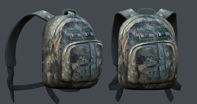 Backpack Camping Generic military human bag storqge baggage Low-poly 3D model